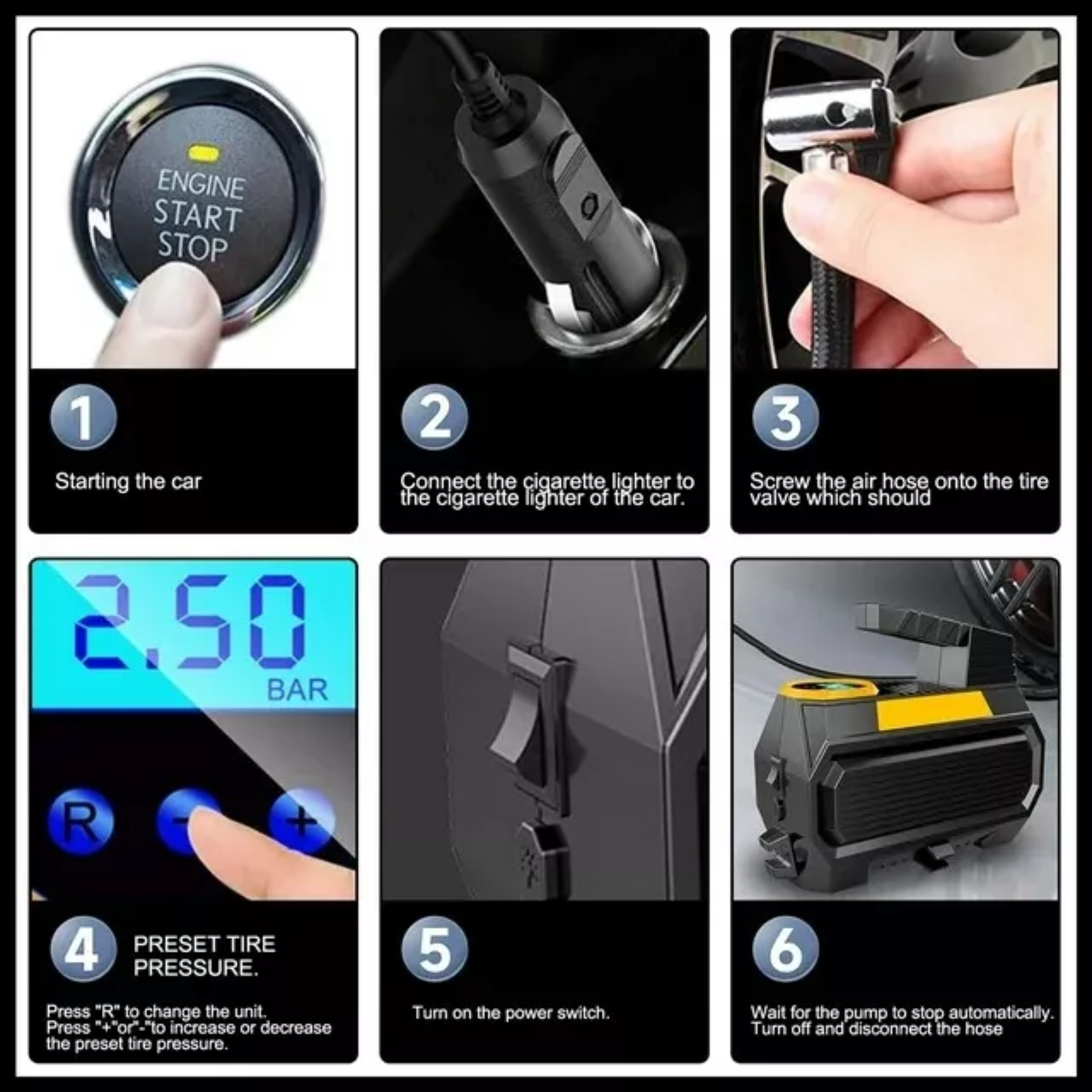 Compresor Inflador De Llanta Compresor De Aire Para Auto Lcd
