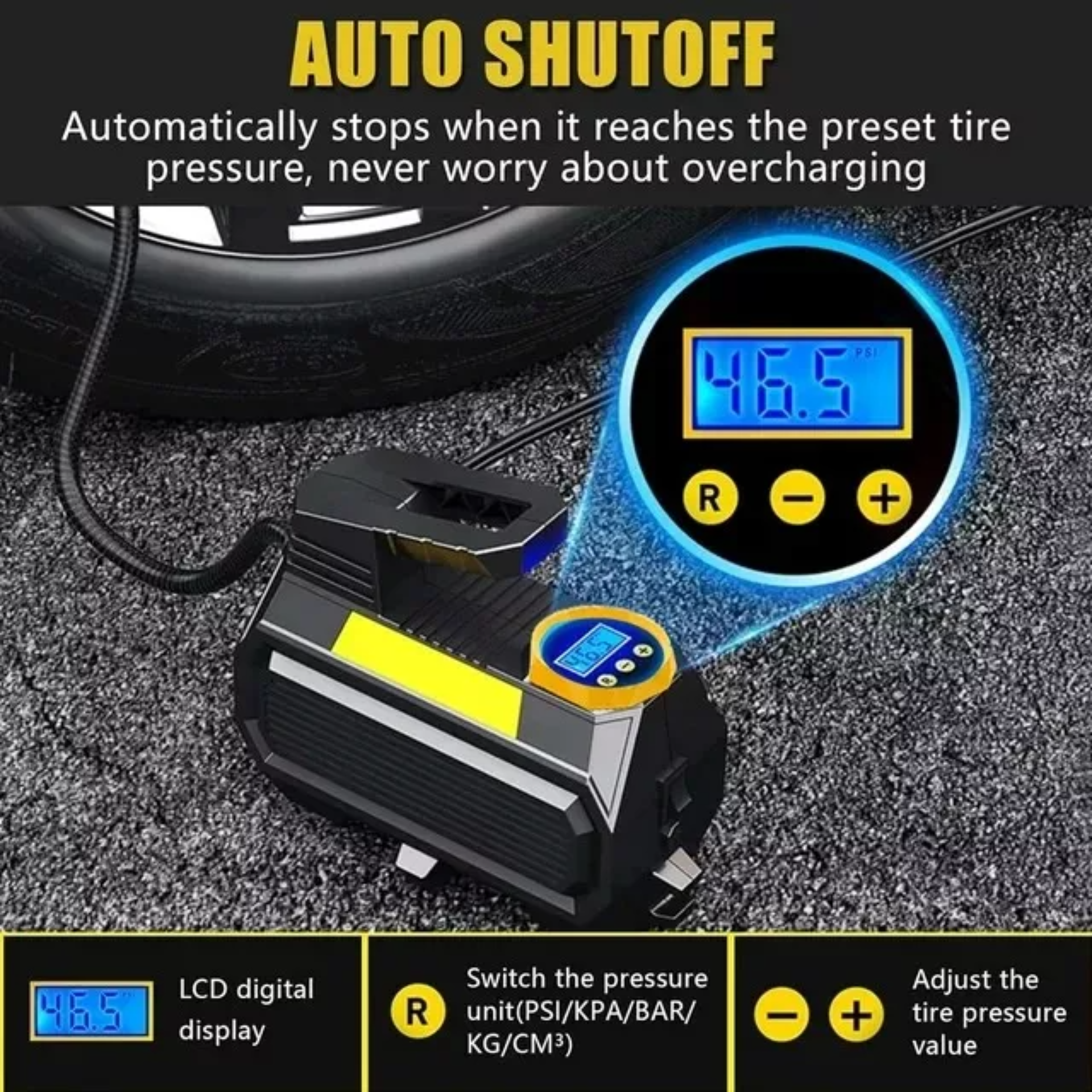 Compresor Inflador De Llanta Compresor De Aire Para Auto Lcd