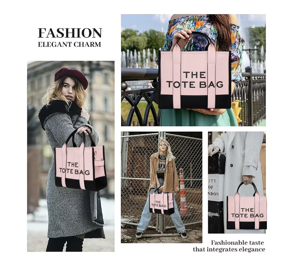 Bolsa Tote bag Mujer Moda Mujer Rosa c/Negro  T