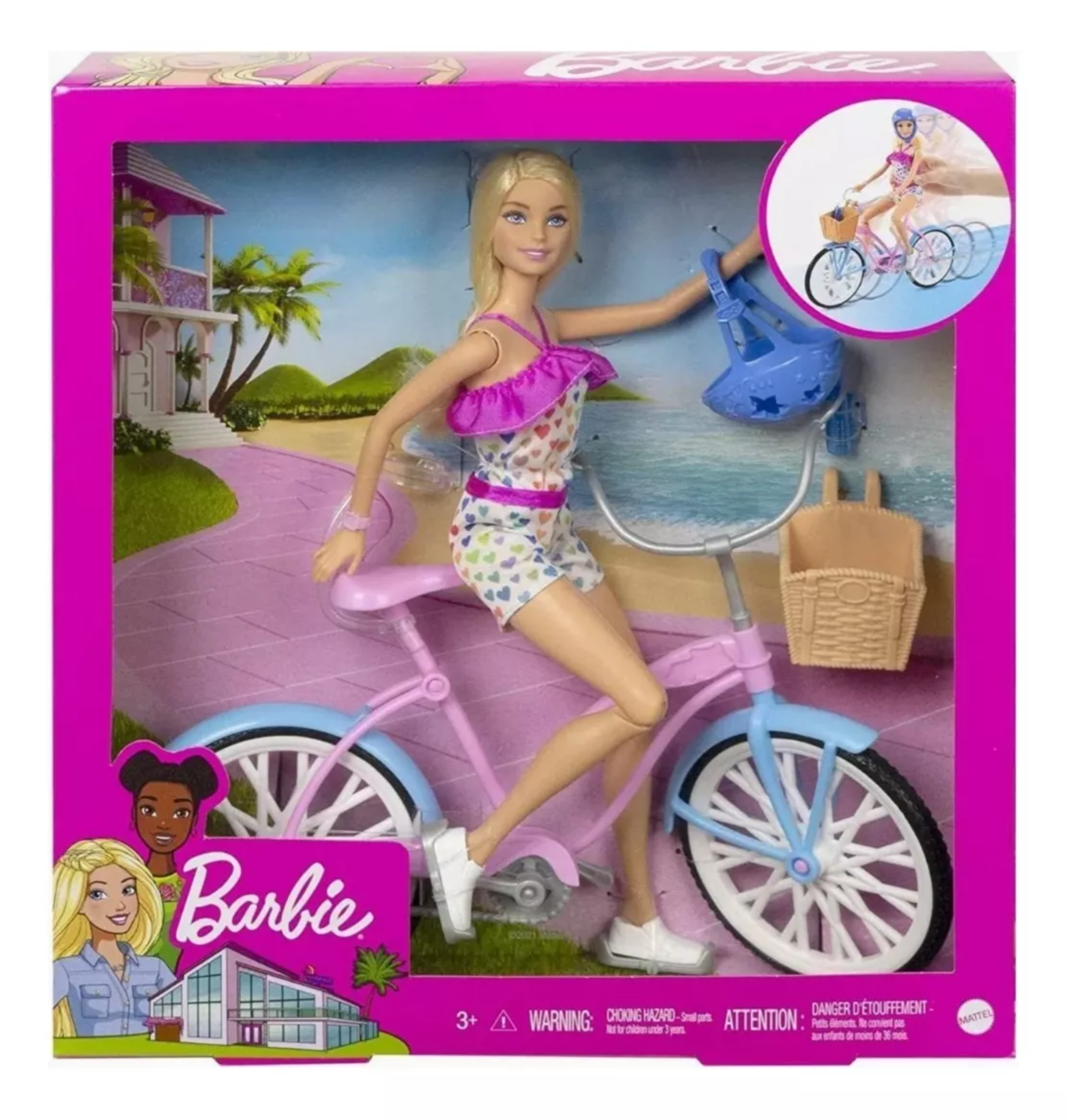 BARBIE, Set de Juego, Bicicleta con Muñeca, para Niñas de 3 Años en Adelante