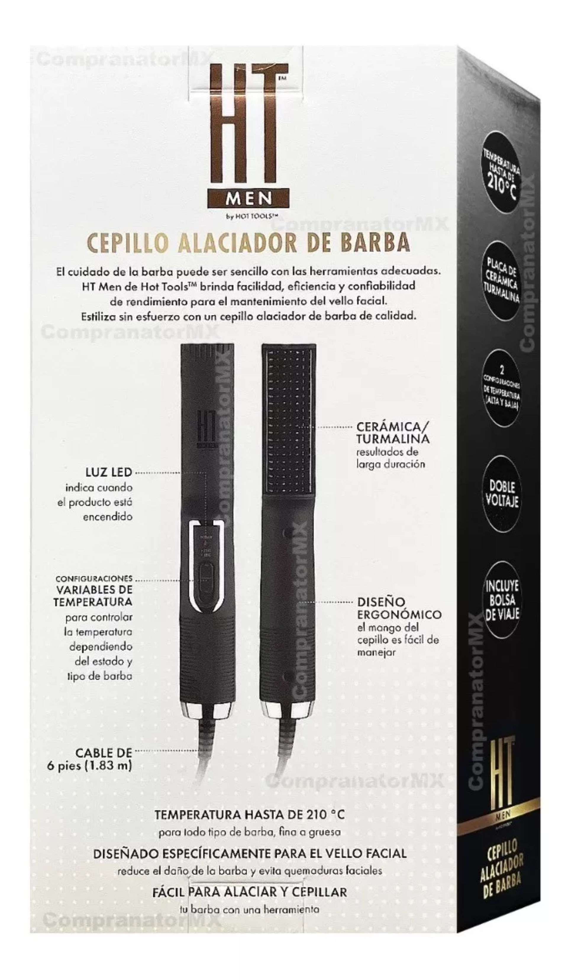 Plancha Peine Barba Alisado Cabello Hombre Cepillo Eléctrico
