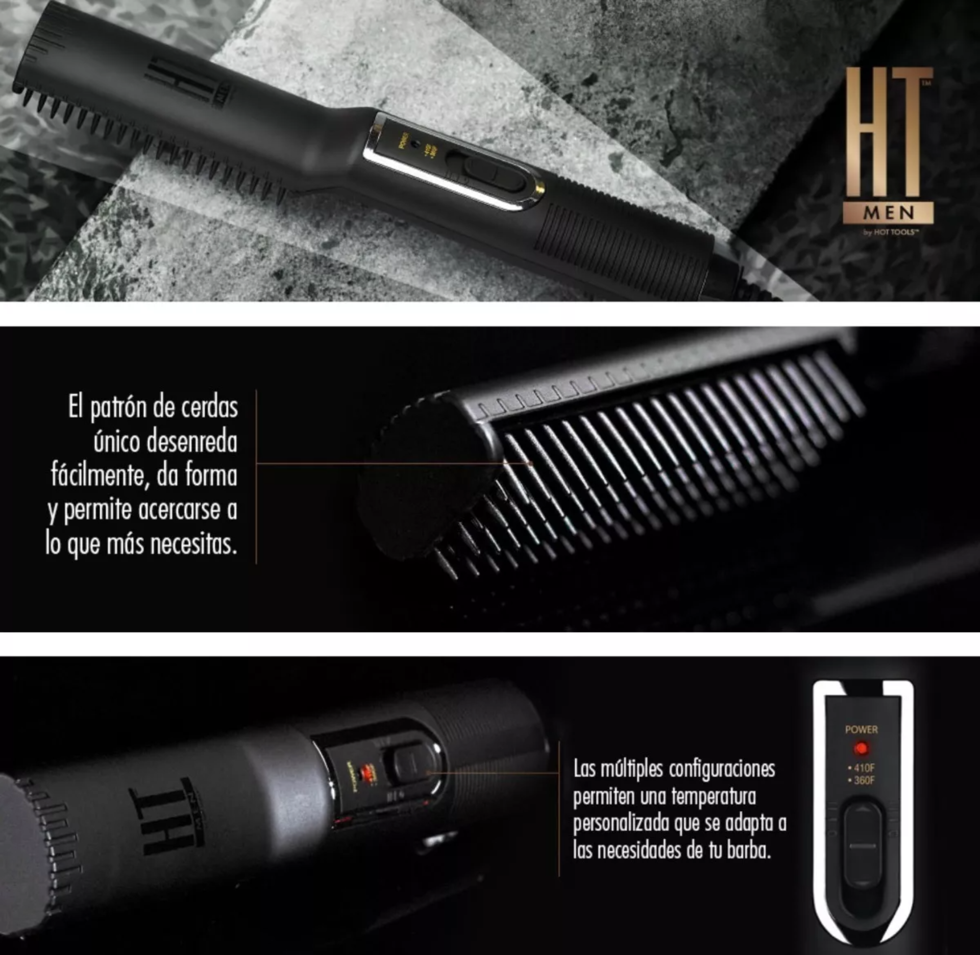 Plancha Peine Barba Alisado Cabello Hombre Cepillo Eléctrico