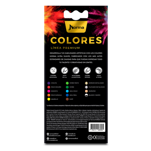 Norma Premium Lapices de Colores Con 15 Colores