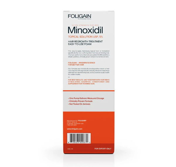 Foligain Minoxidil 5% para hombres con cabello fino o alopecia 3 frascos para 3 meses de tratamiento