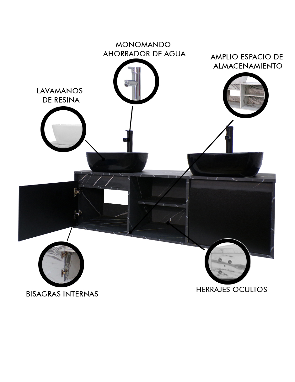 Gabinete De Baño Para Lavamanos Doble DARCY Minimalista