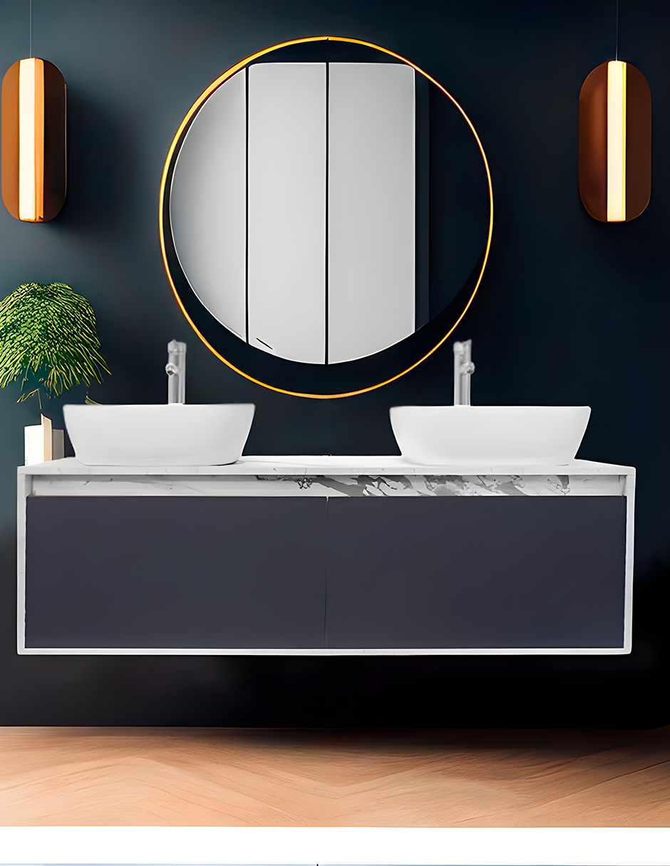 Gabinete Para Baño Con Doble Lavabo ANTON Minimalista