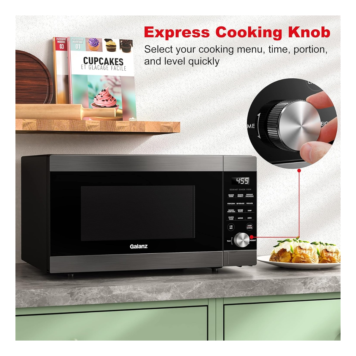 Microondas Galanz de 1.4Pies 1110W 120V Acero Inox 7 Programas