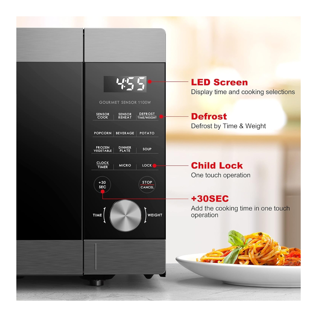 Microondas Galanz de 1.4Pies 1110W 120V Acero Inox 7 Programas