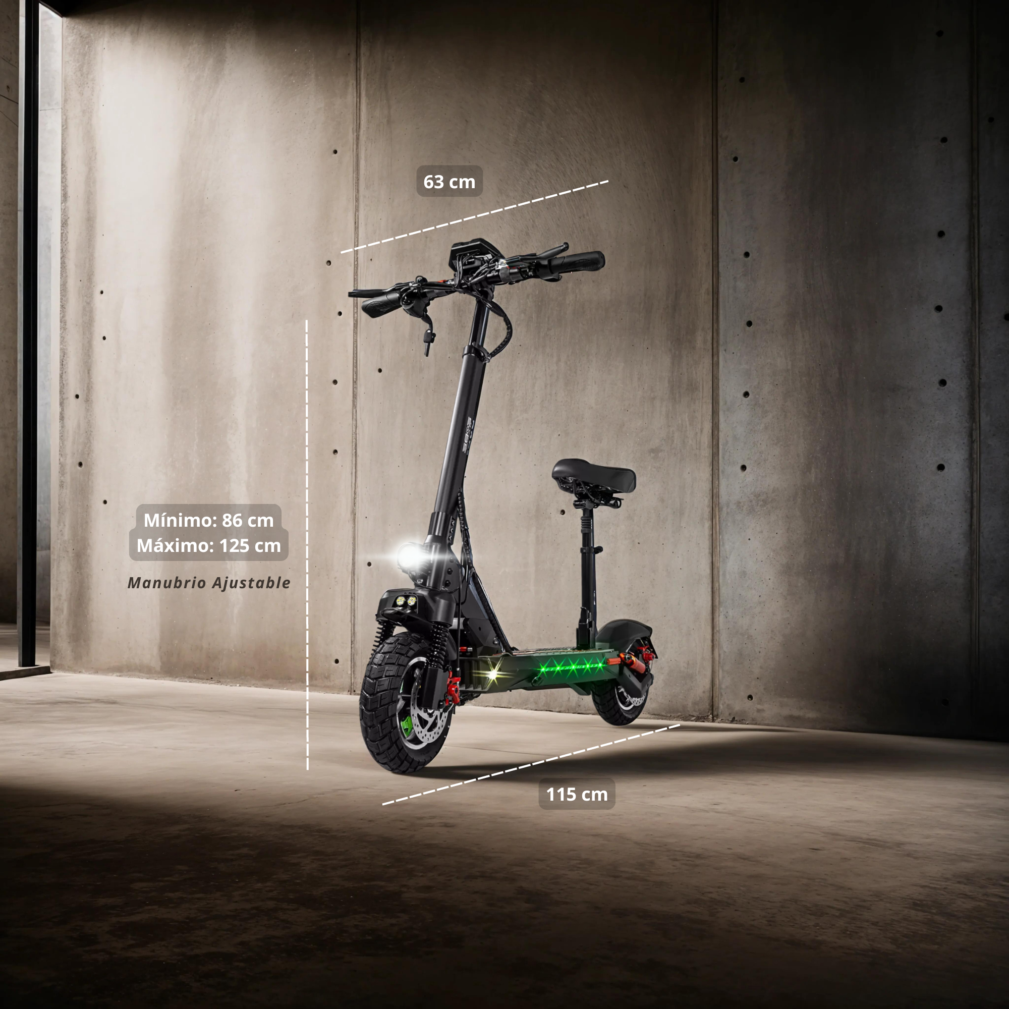Scooter Electrico Plegable e-Be Asiento Vel 45km/h Luz Led 600 W