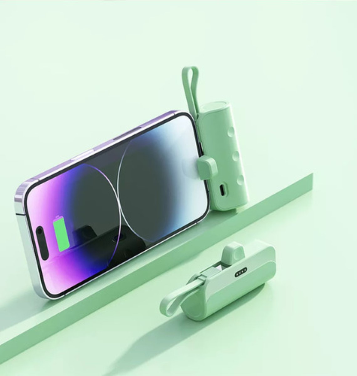 Batería Externa Para iPhone Y Android 2 En 1 De 5000 Mah verde