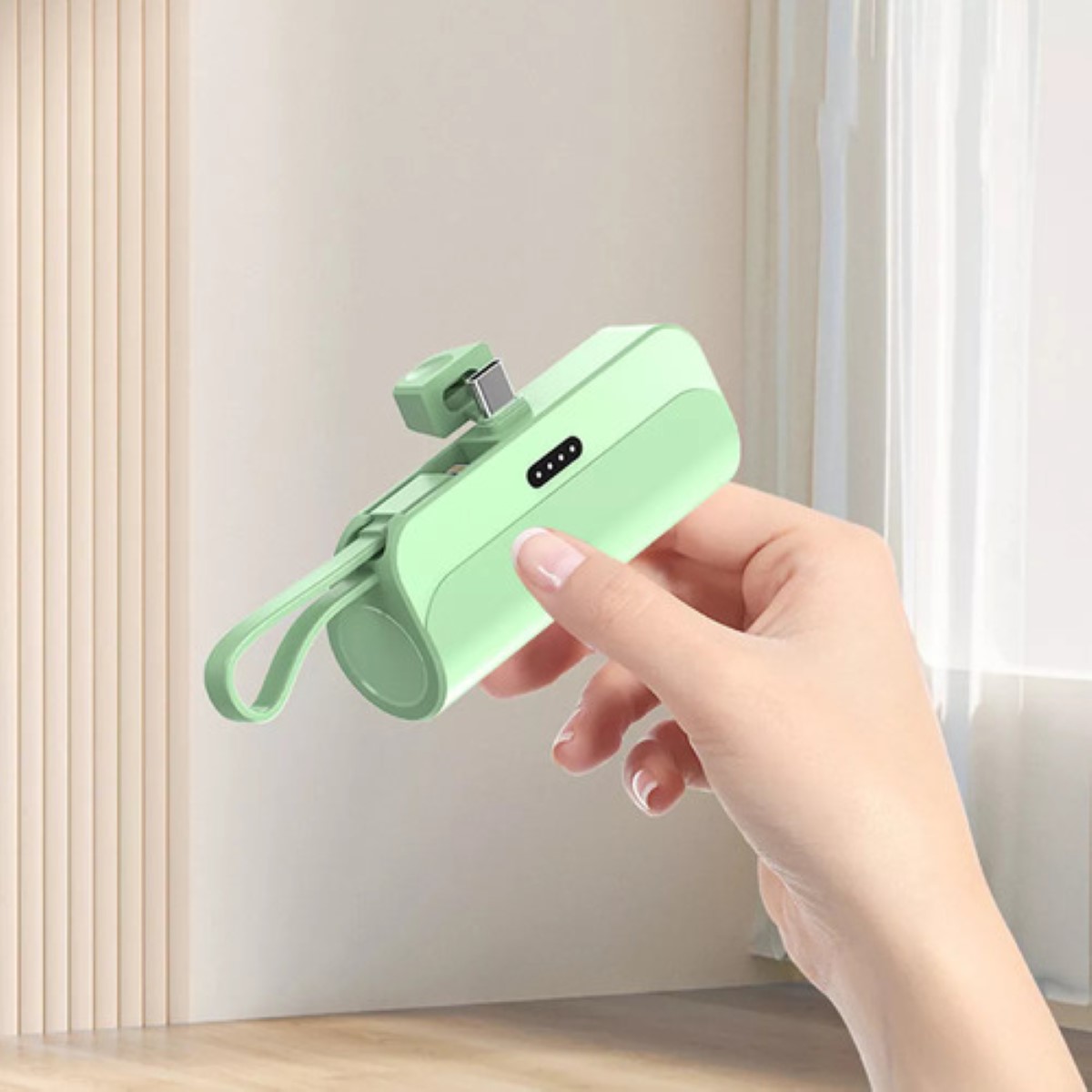 Batería Externa Para iPhone Y Android 2 En 1 De 5000 Mah verde