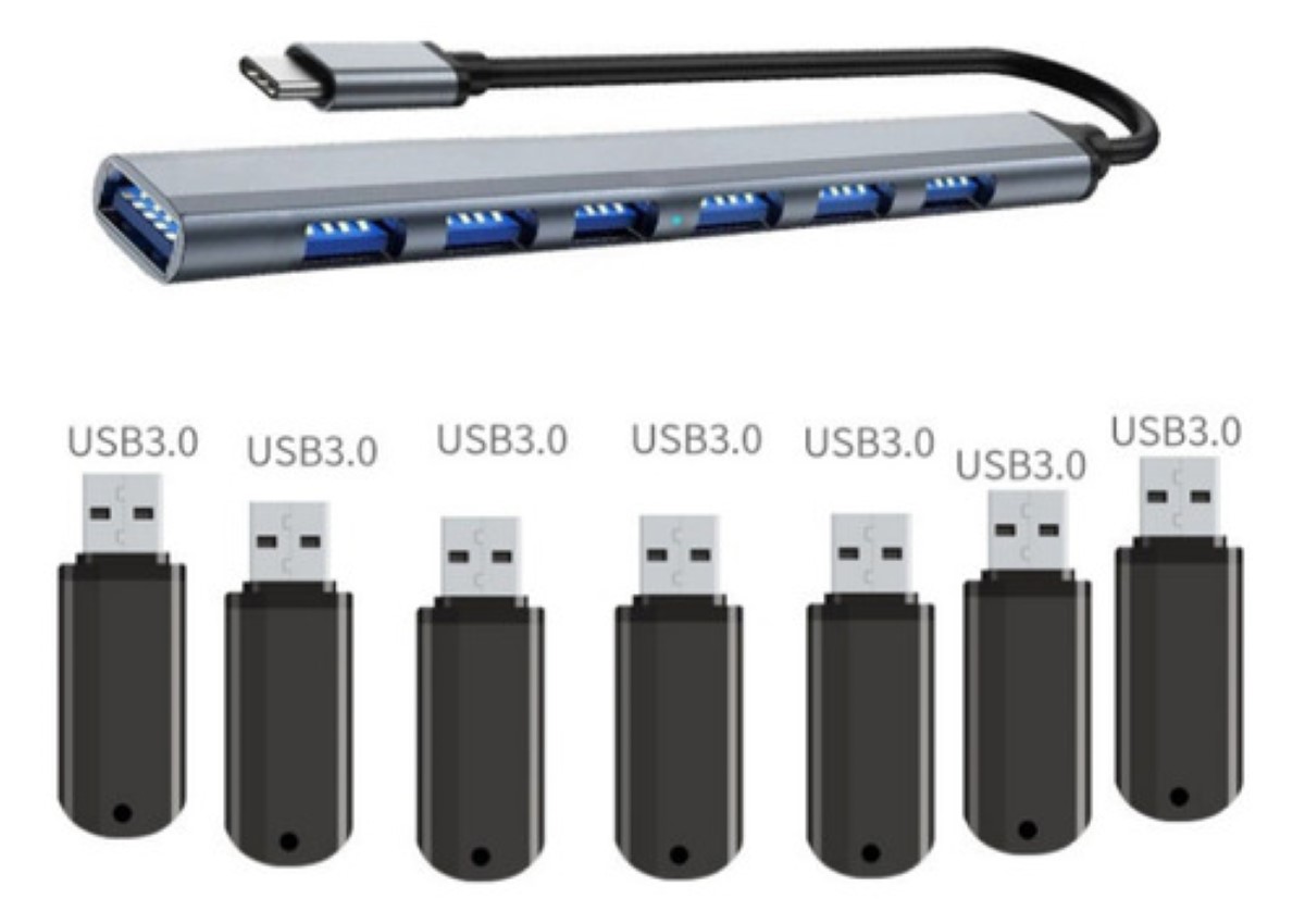 7-port Usb Hub 3.0, Multi Port Usb Hub Splitterfor Laptop plata