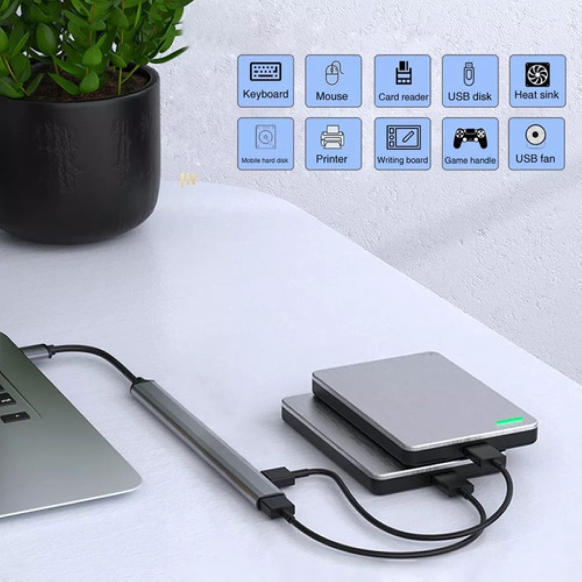 7-port Usb Hub 3.0, Multi Port Usb Hub Splitterfor Laptop plata