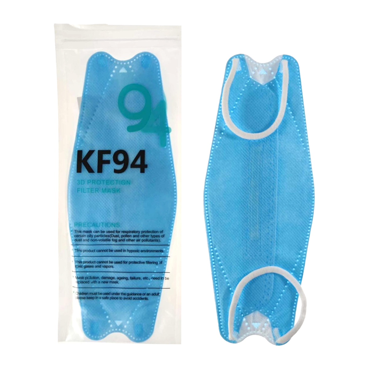 Cubrebocas Kf94 Mascarillas 3d Colores 10pzs Filtración 94% Azul cielo Azul Cielo.