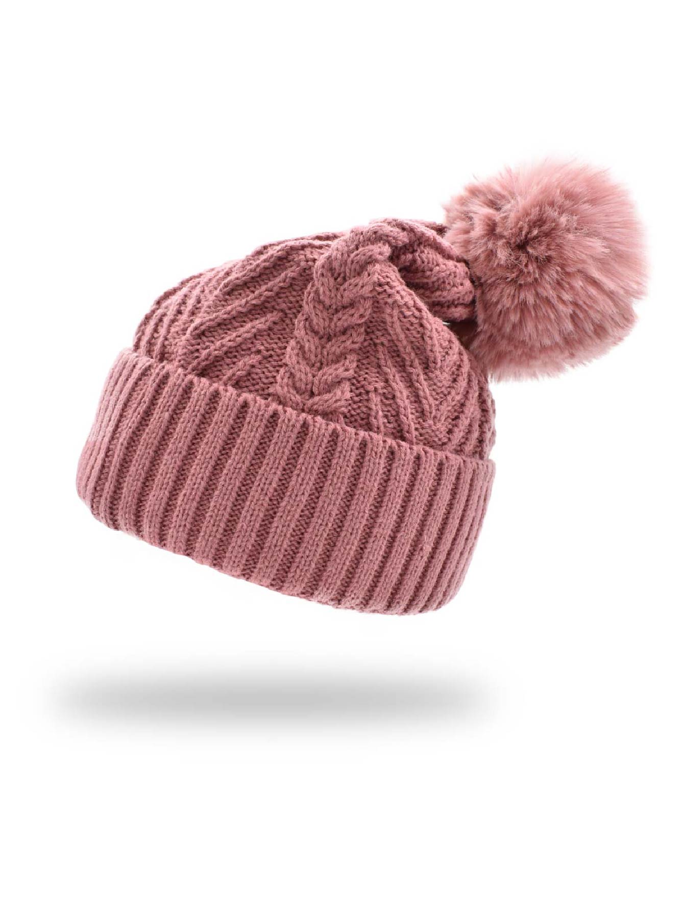 Gorro Tejido con Pompón Palo de Rosa 