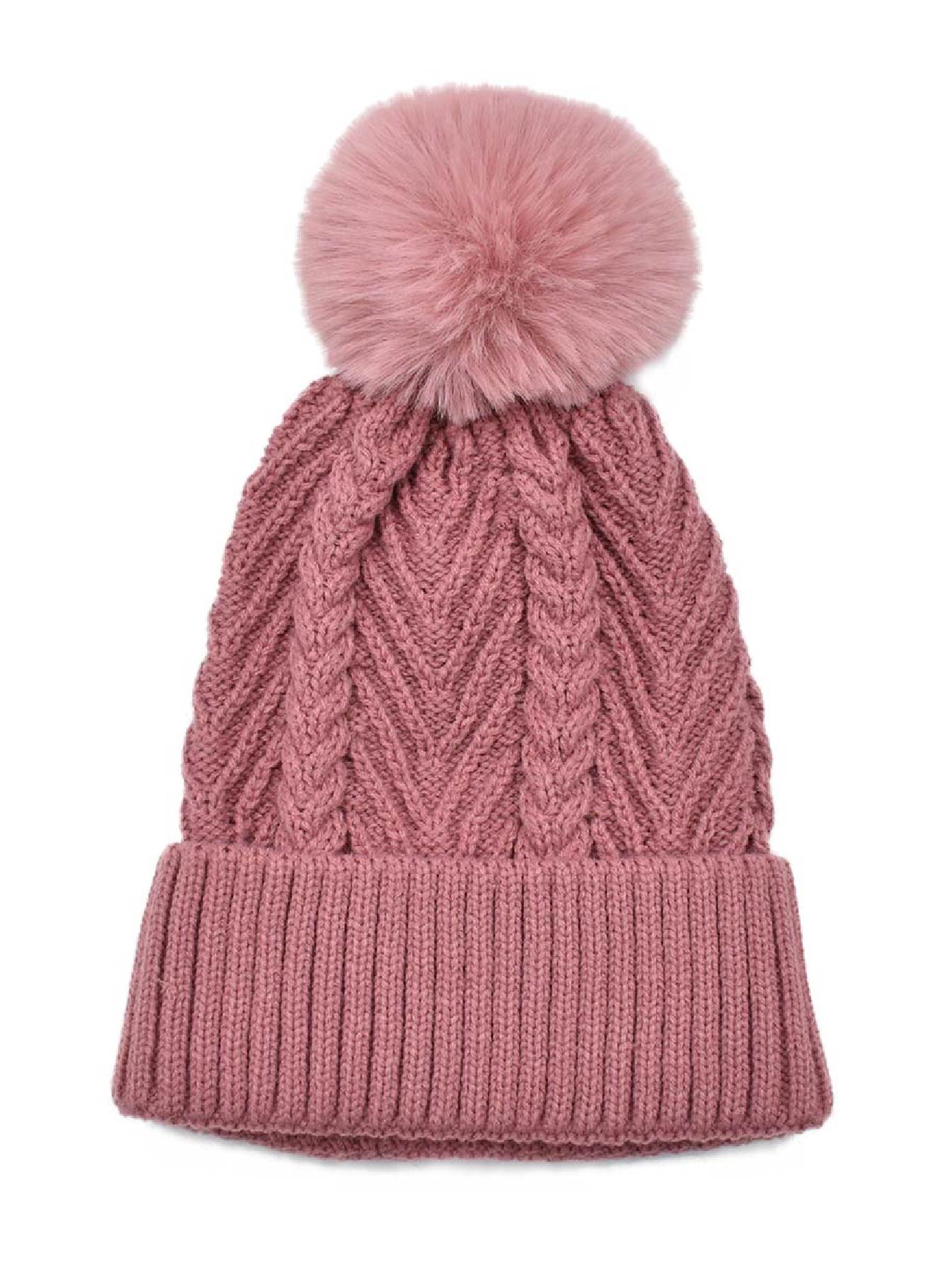 Gorro Tejido con Pompón Palo de Rosa 