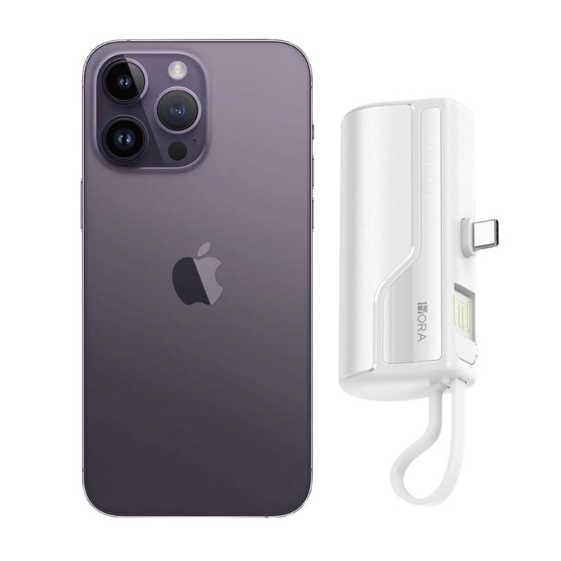 iPhone 14 Pro Max 256GB Morado E-SIM Reacondicionado Grado A + Mini Power Bank