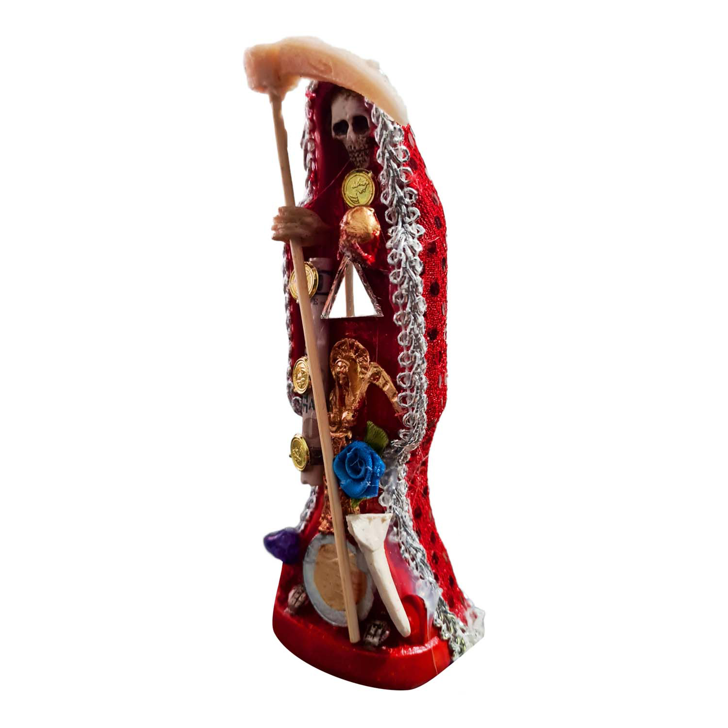 Santa Muerte Roja de Protección Y Amor Vestida 24 Cm + 1 Libro Esotérico