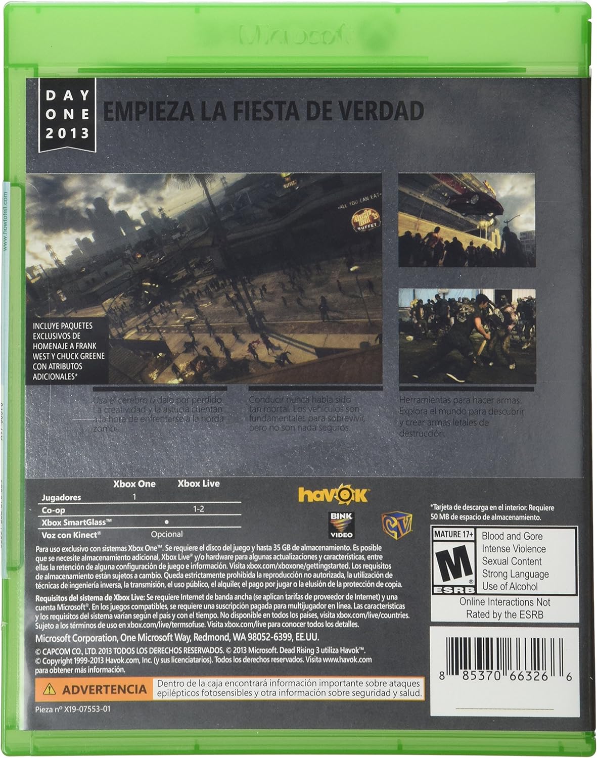 Dead Rising 3 Day - Xone Edition - Xbox One - caja abierta