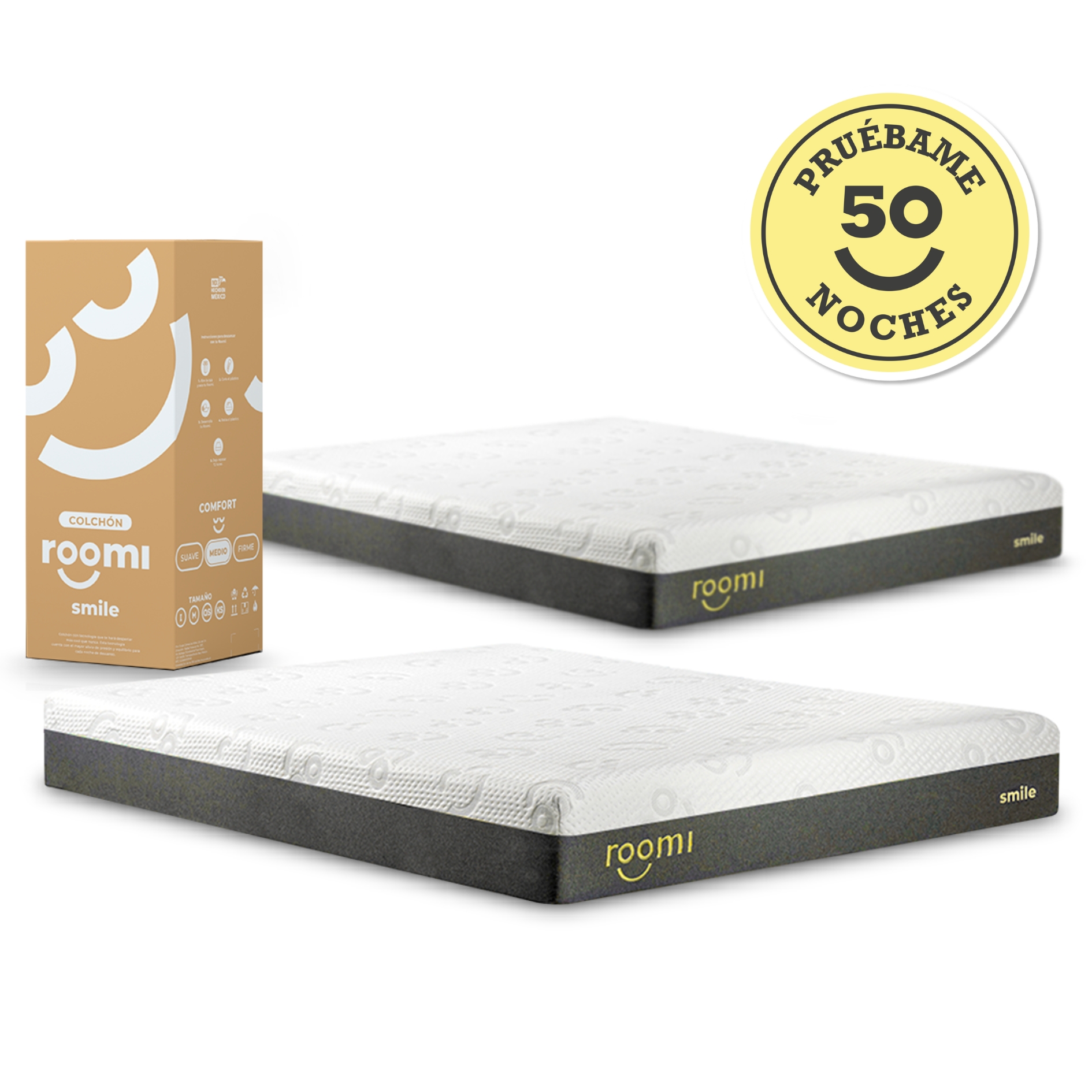 Pack de 2 Colchones Matrimoniales Roomi Smile de Memory Foam