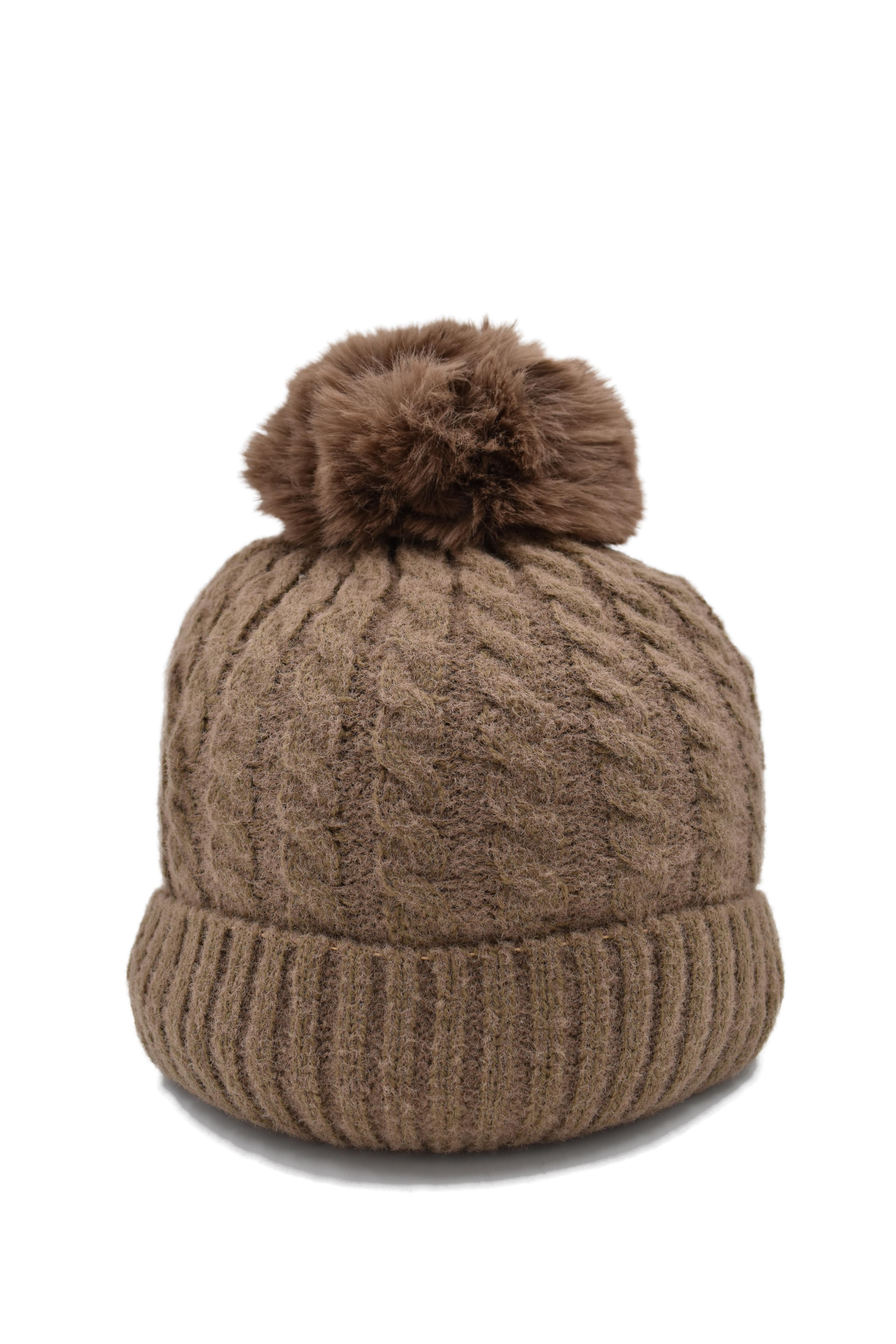 Gorro Tejido Café con Interior Afelpado 