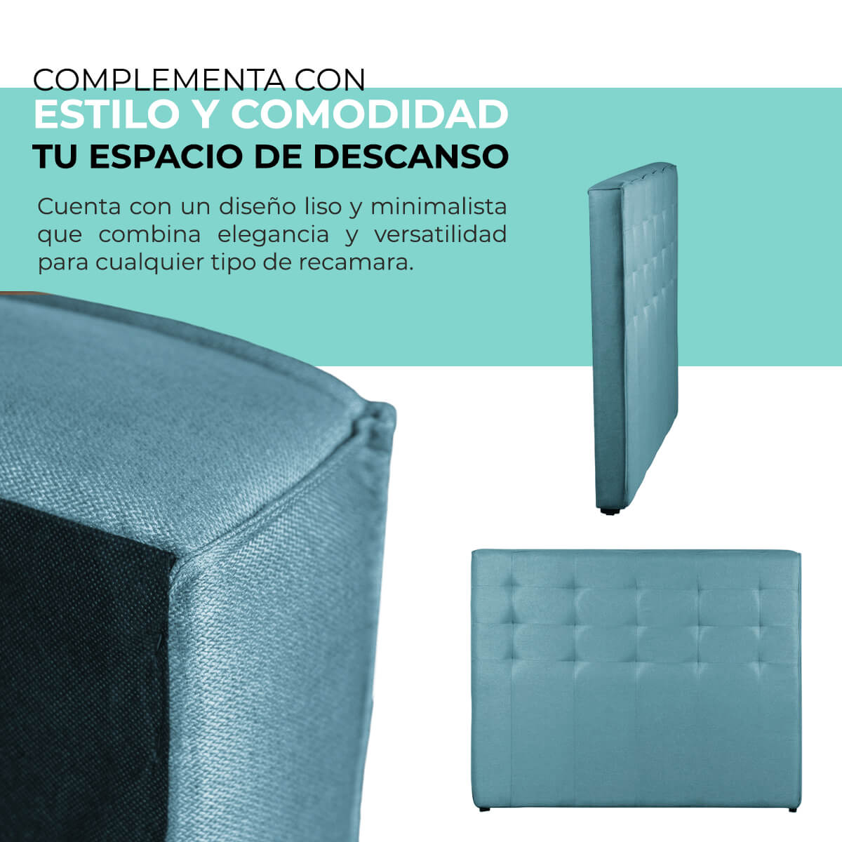 Cabecera Matrimonial, Elaborado de Madera de Pino, Roomi Explorer Color Azul.