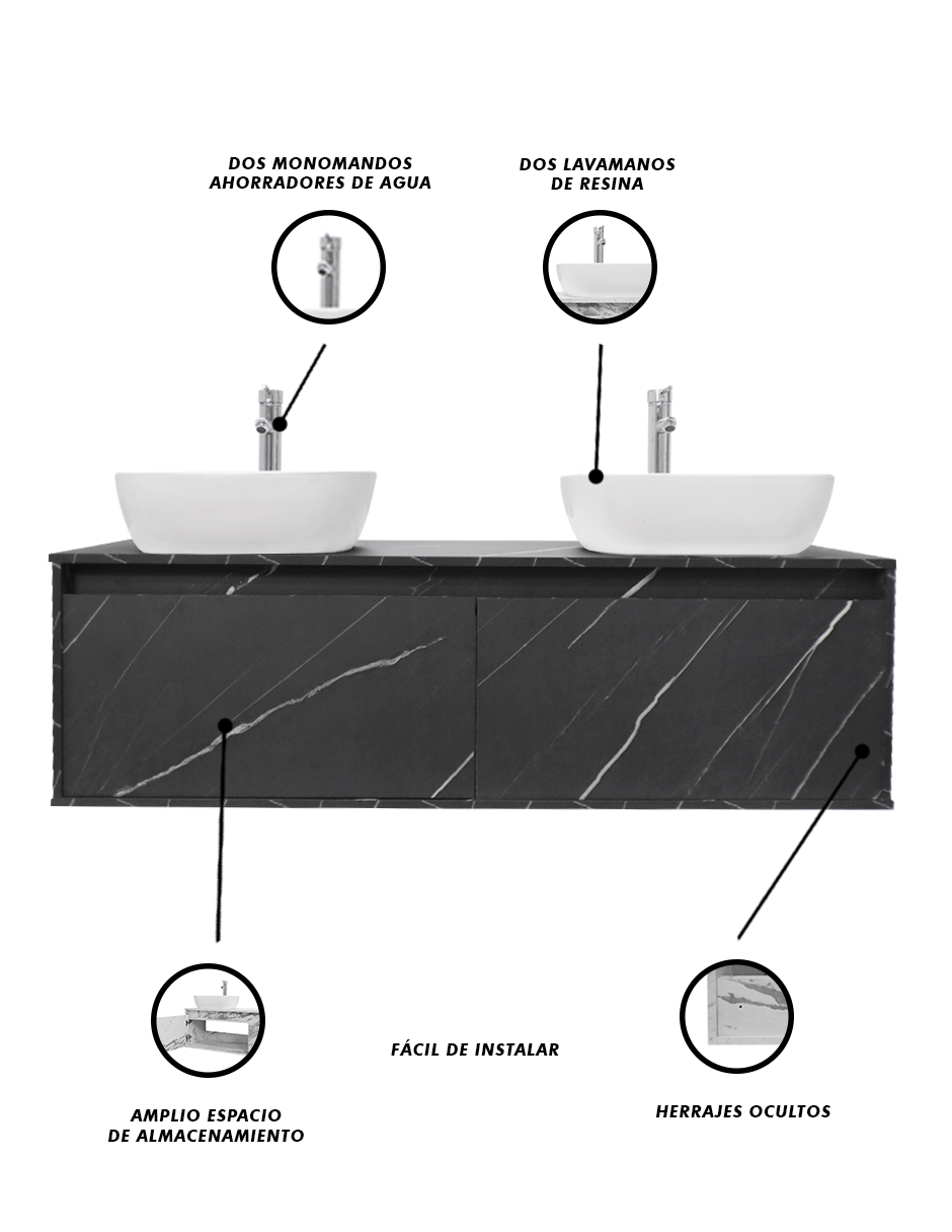 Gabinete Para Baño Con Doble Lavabo ANTON Minimalista