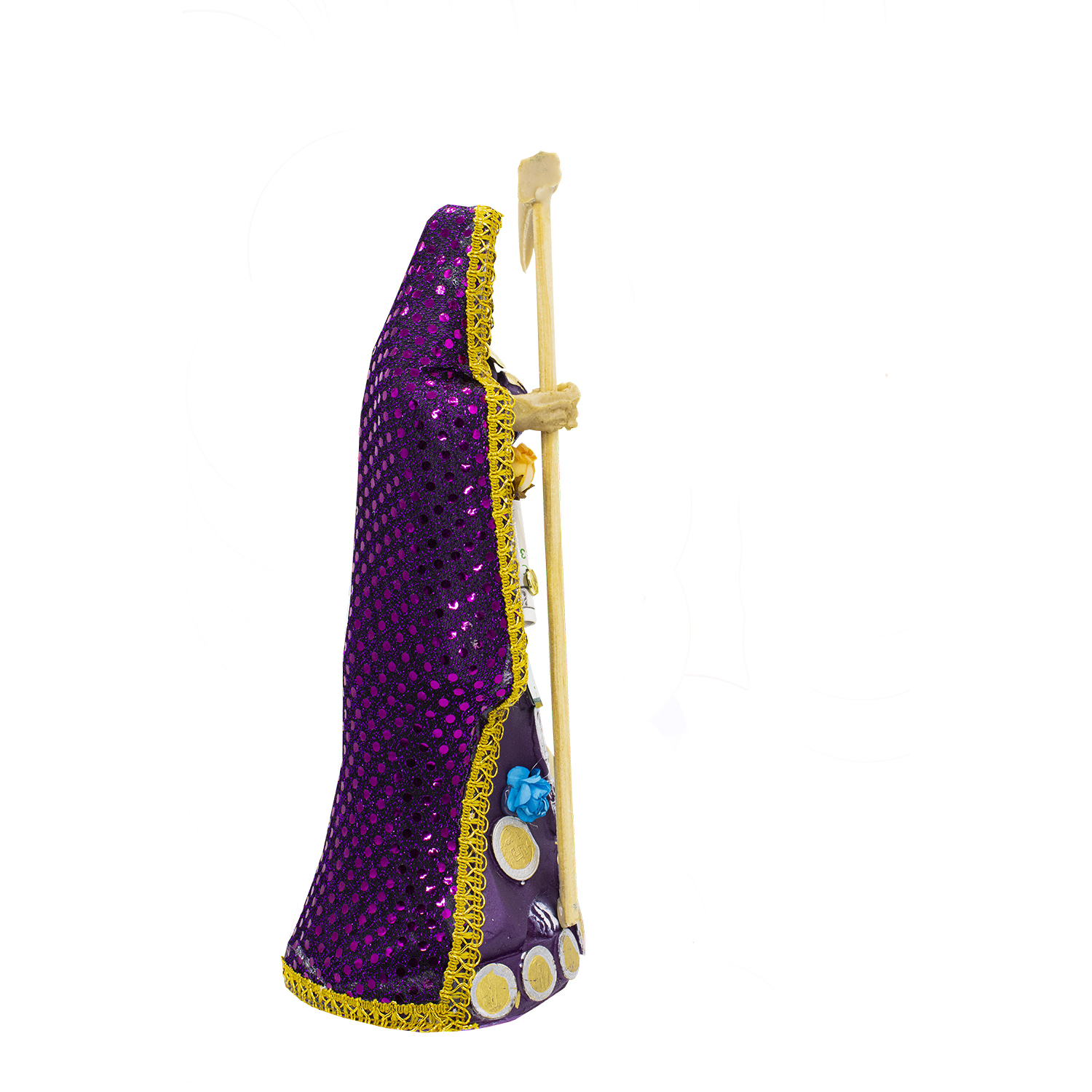Santa Muerte Morada Vestida 15 cm + Libro
