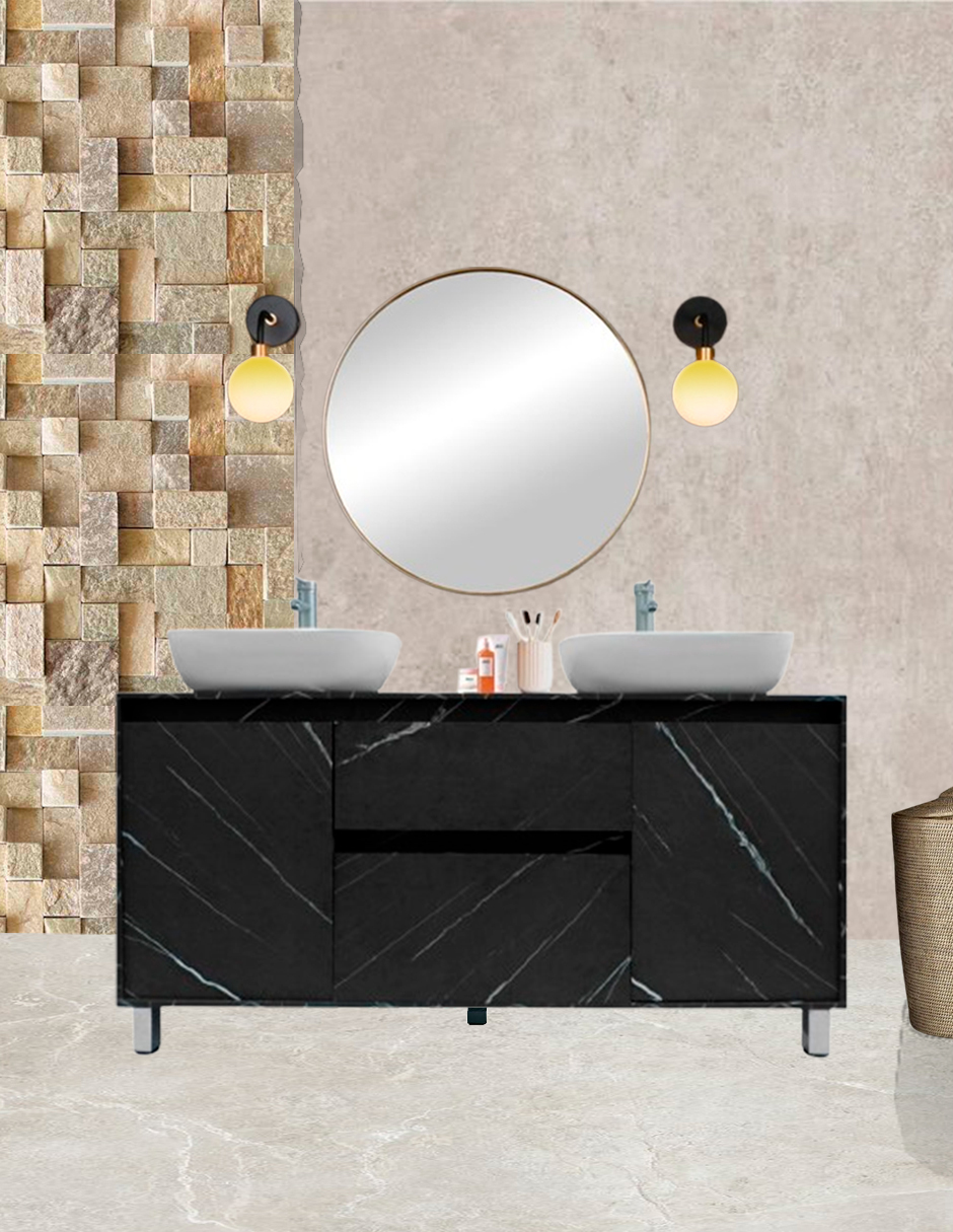 Gabinete Para Baño MÉDANO Con Doble Lavamanos Minimalista