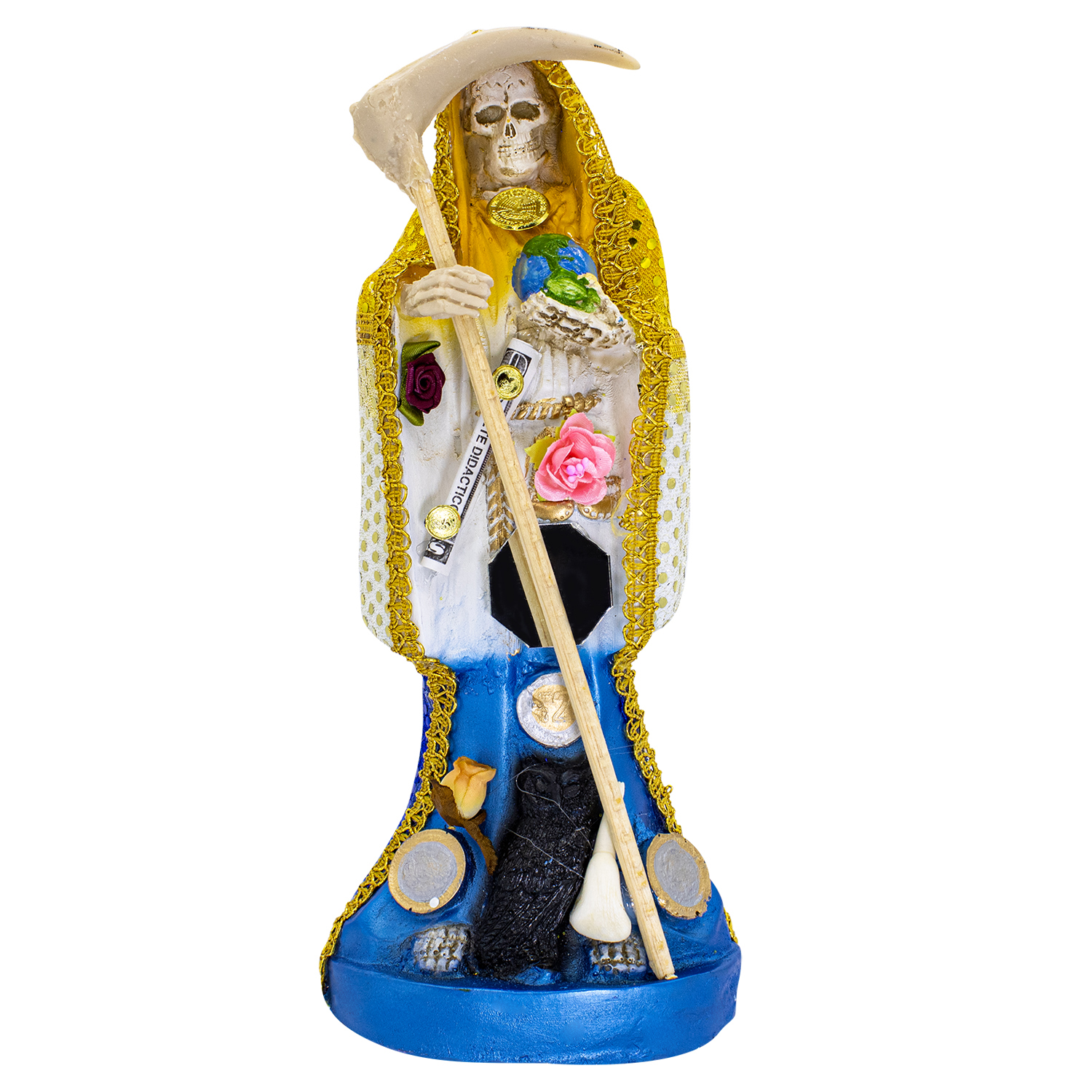 Santa Muerte Abrecaminos Vestida 30cm + Libro Esotérico