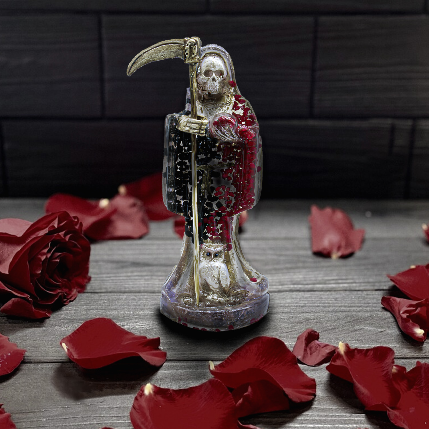 Santa Muerte Reversible Curada Transparente 15 Cm + Libro
