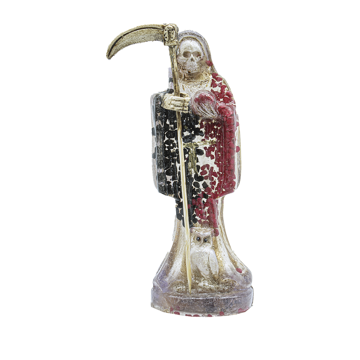 Santa Muerte Reversible Curada Transparente 15 Cm + Libro