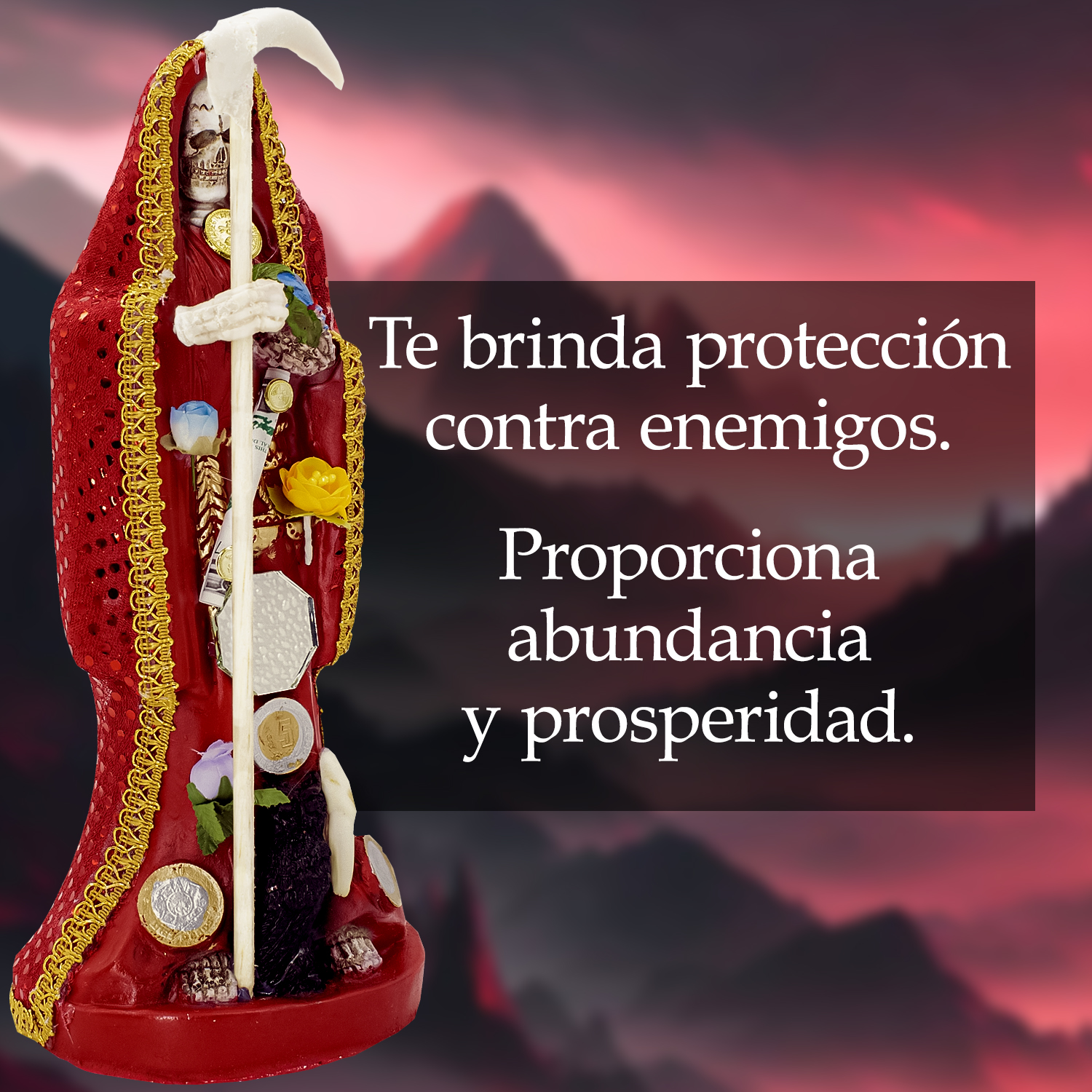Santa Muerte Roja Amor Y Proteccion 30 Cm Vestida + Libro Esotérico