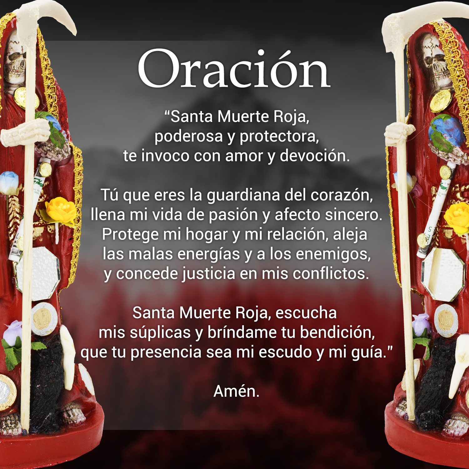 Santa Muerte Roja Amor Y Proteccion 30 Cm Vestida + Libro Esotérico