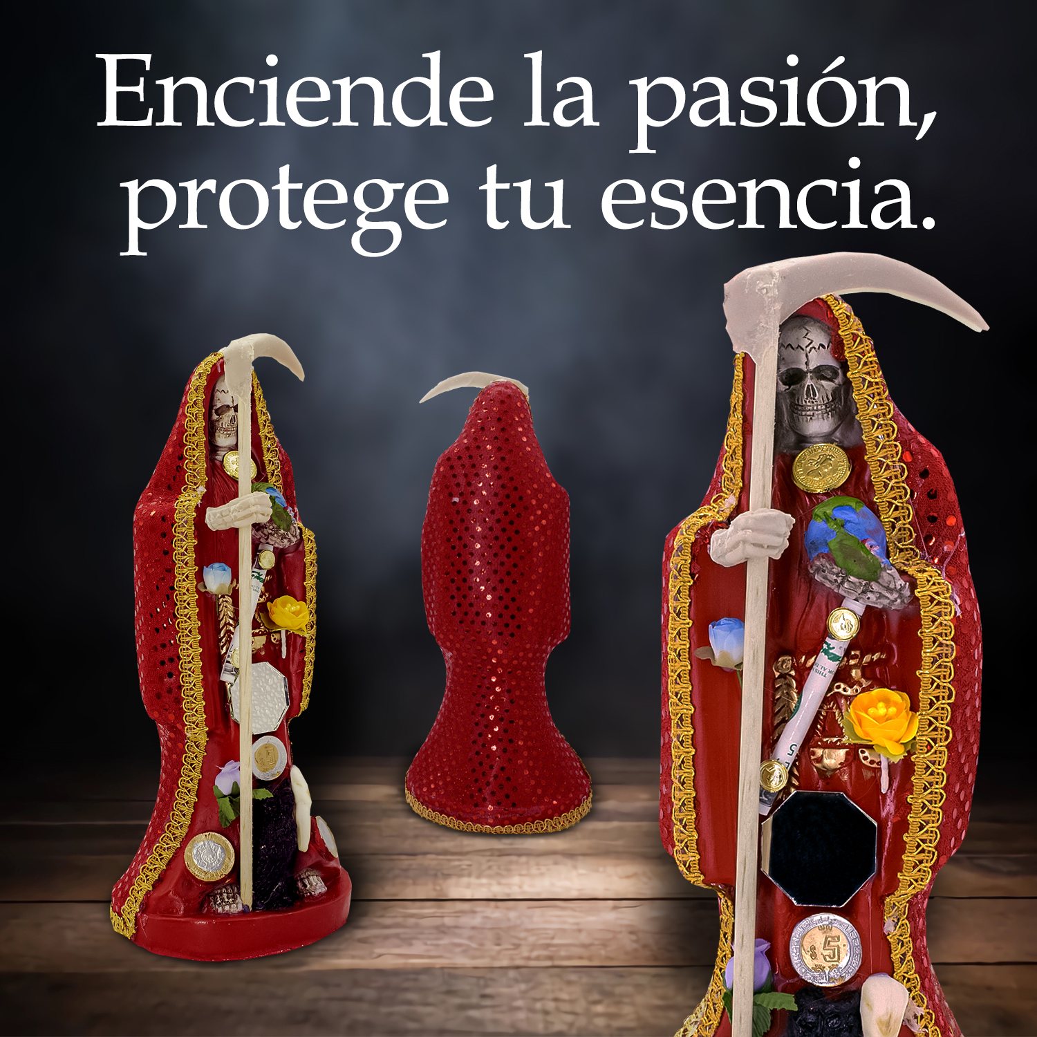 Santa Muerte Roja Amor Y Proteccion 30 Cm Vestida + Libro Esotérico