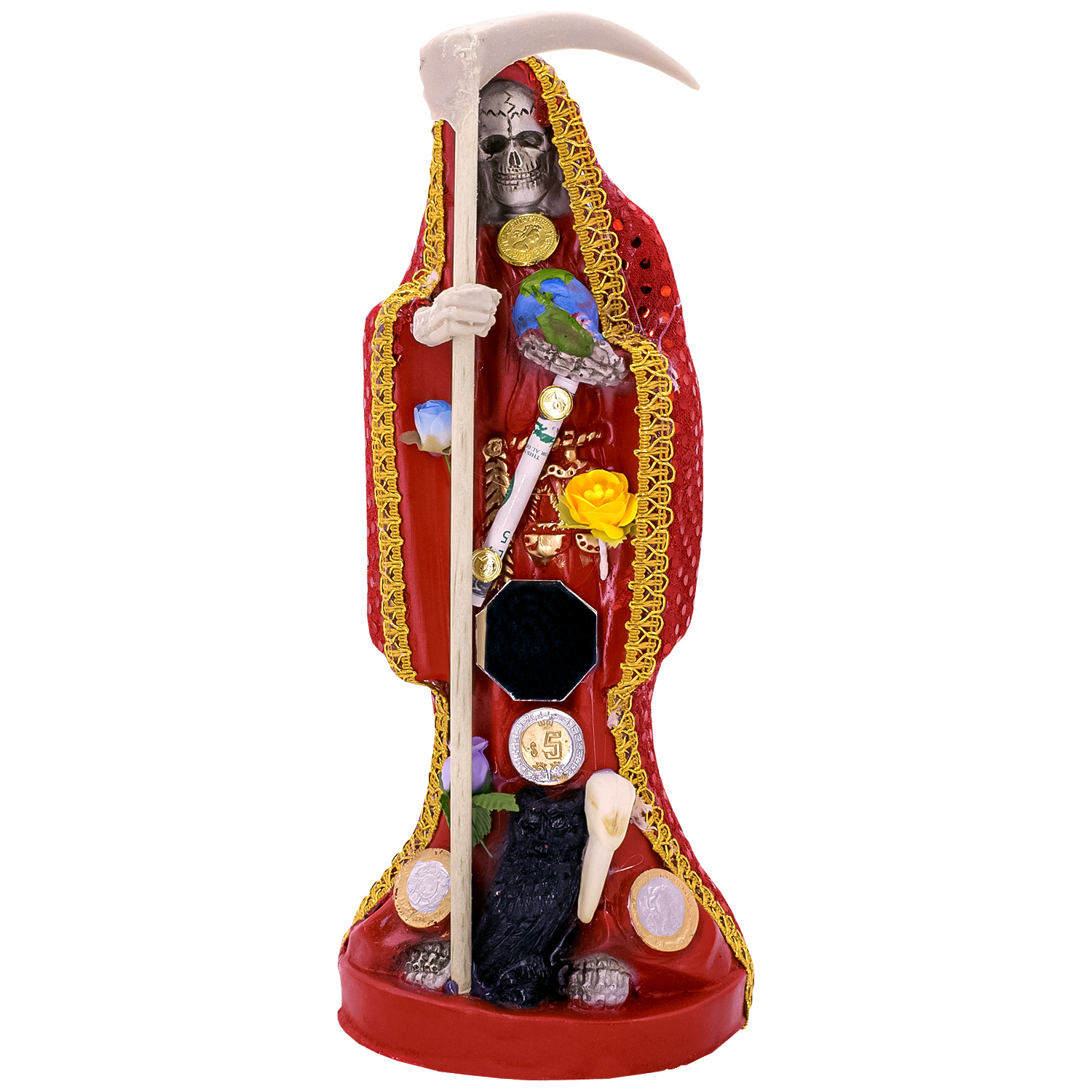 Santa Muerte Roja Amor Y Proteccion 30 Cm Vestida + Libro Esotérico