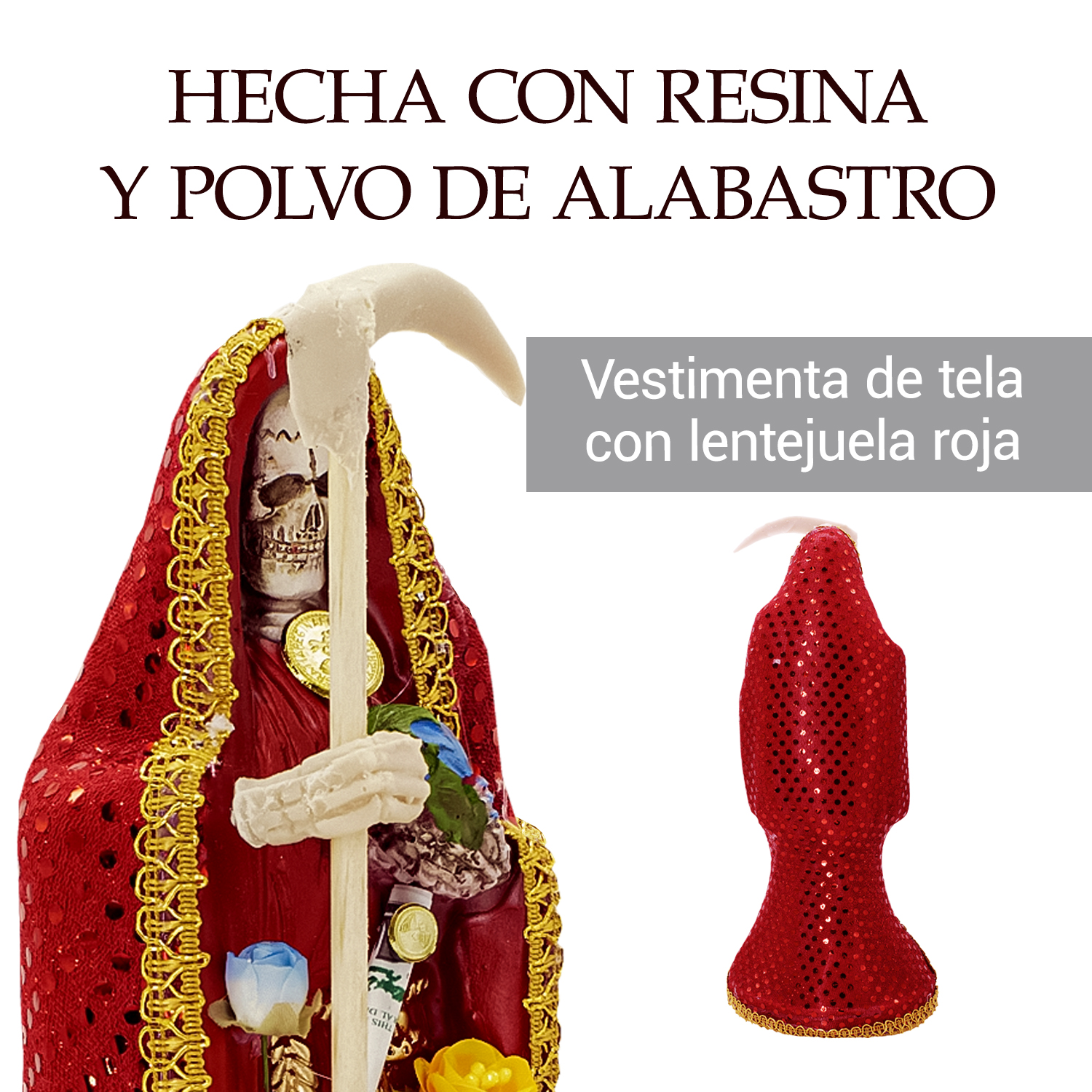 Santa Muerte Roja Amor Y Proteccion 30 Cm Vestida + Libro Esotérico