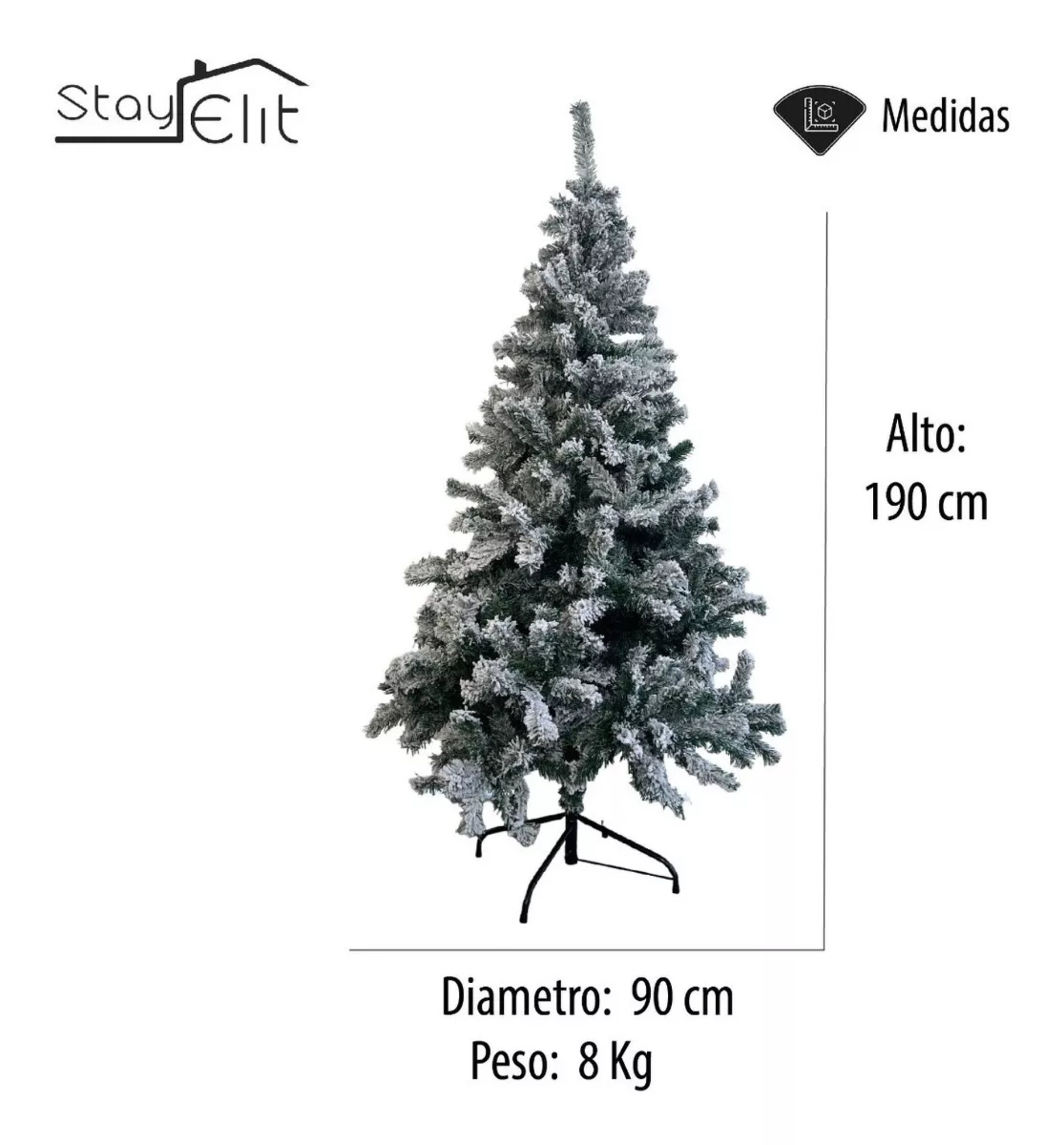 Árbol De Navidad Pino Estilo Nevado Navideño 1.90 M Color Blanco
