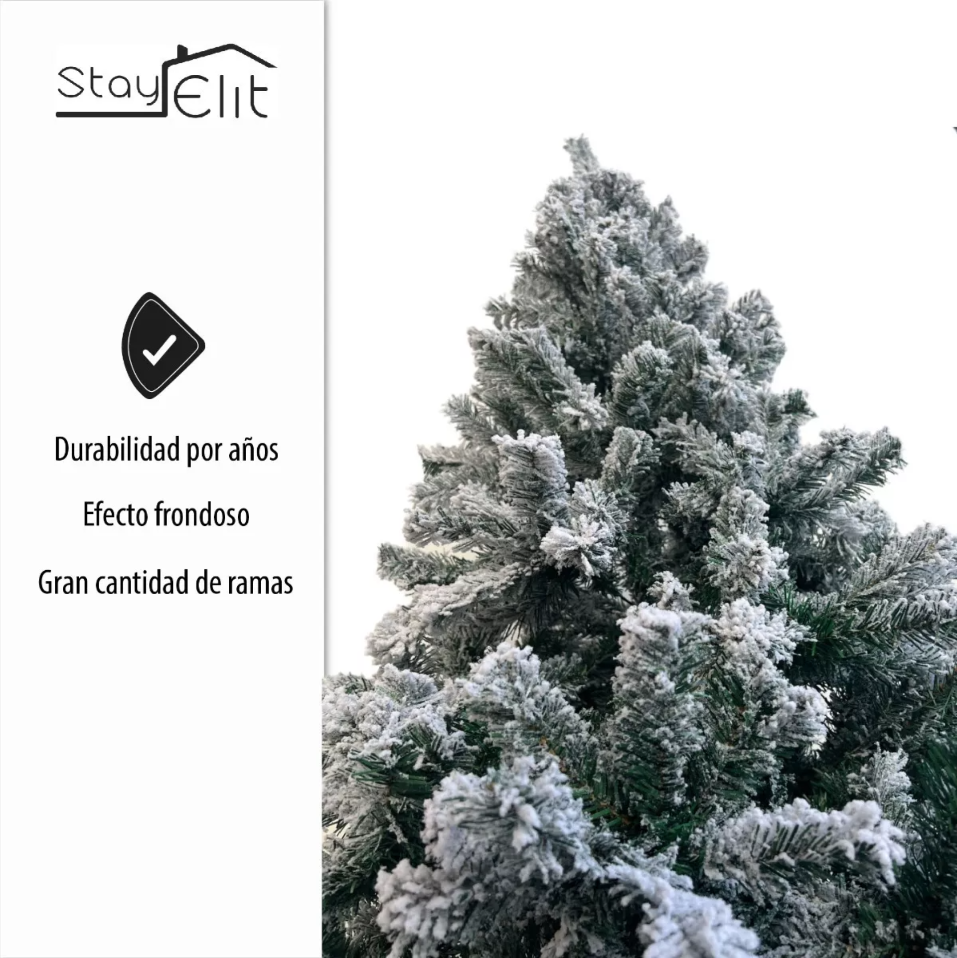 Árbol De Navidad Pino Estilo Nevado Navideño 1.90 M Color Blanco