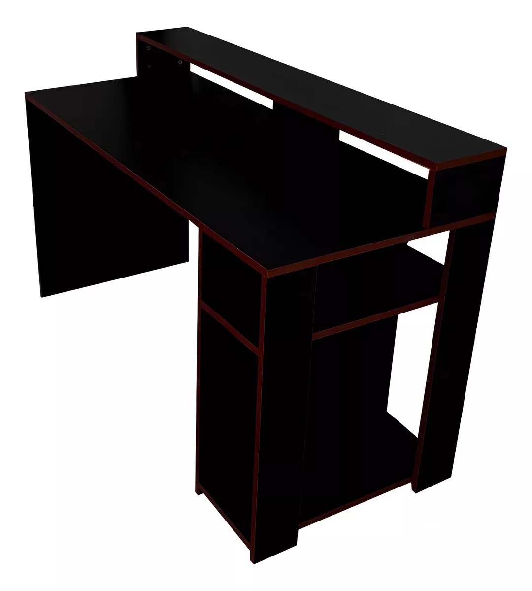 Escritorio gamer Decomobil EscriGamer melamina de 140cm x 75cm x 60cm negro y rojo Melamina texturizada