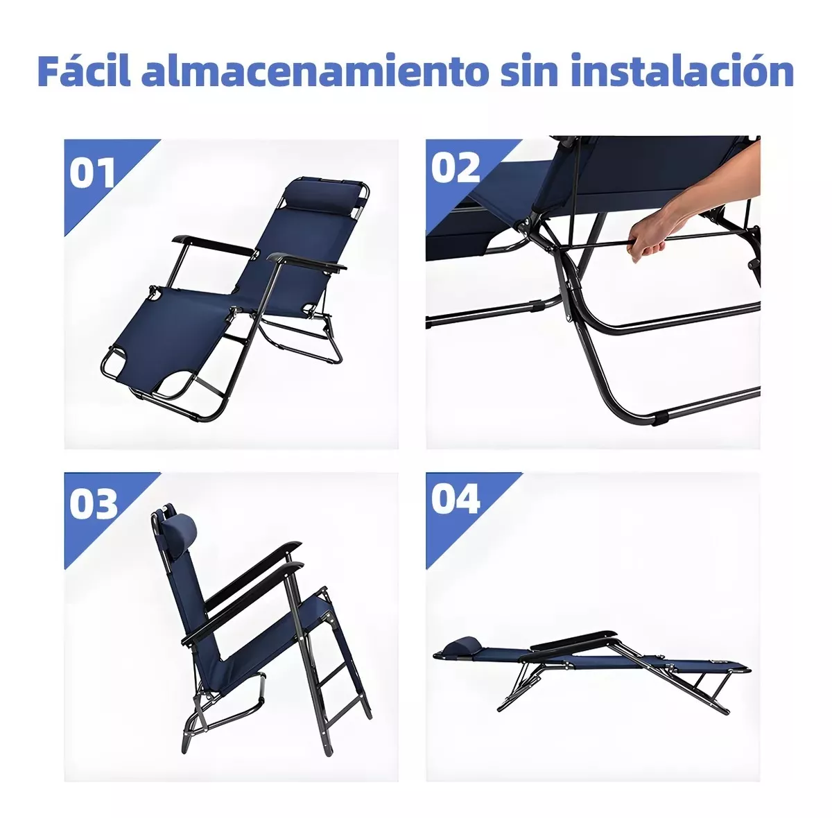 Camastro Exterior Jardin Playa Silla 2 Piezas Gravedad Cero Azul