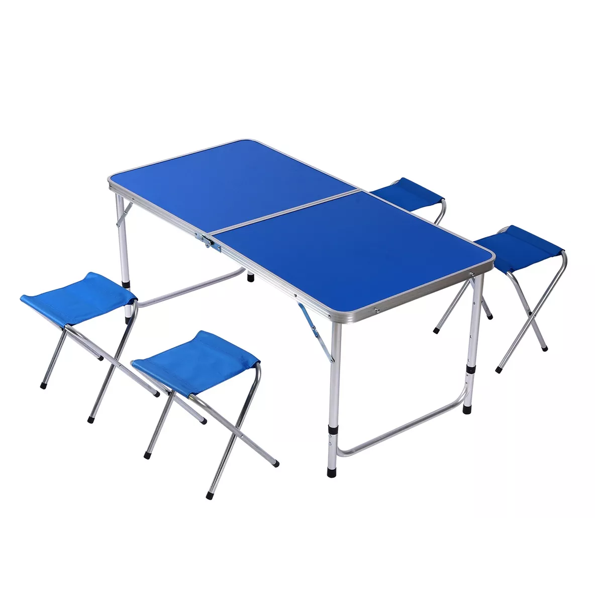 Mesa Plegable Portátil Con 4 Bancos Para Jardin Azul