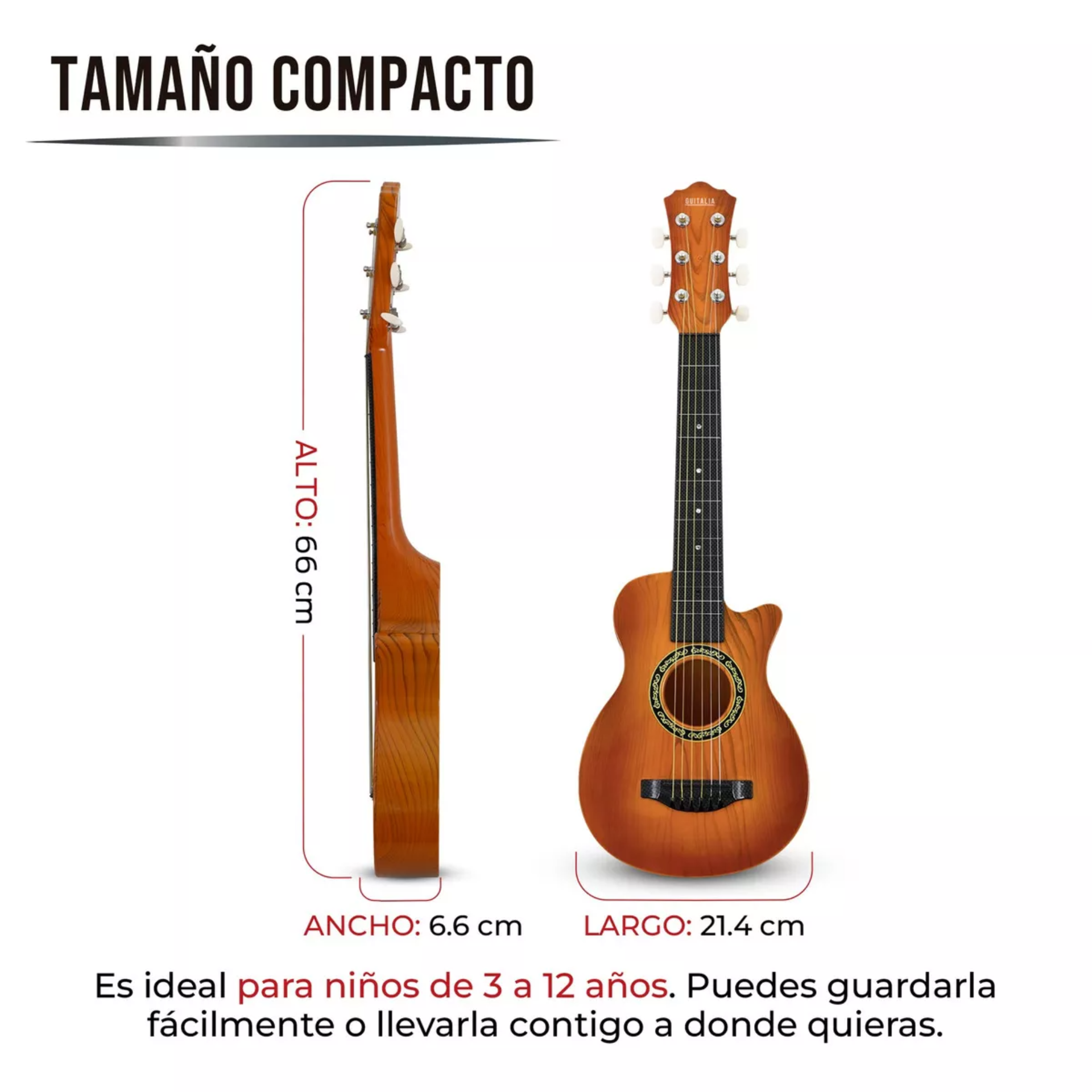 Guitarra para Niños de 3 a 12 años con Correa Ajustable