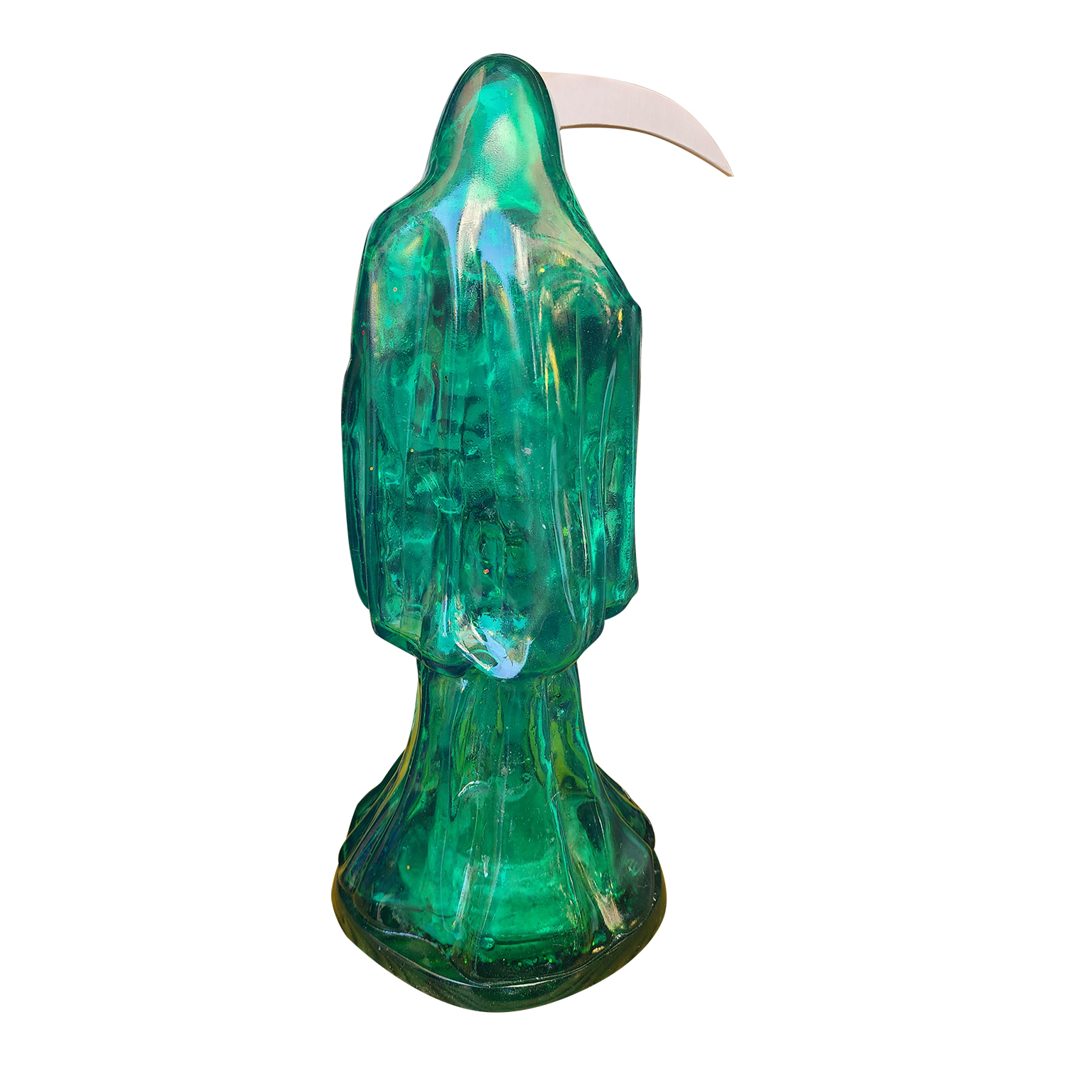 Santa Muerte 30 Cm Transparente Verde Justica + Libro