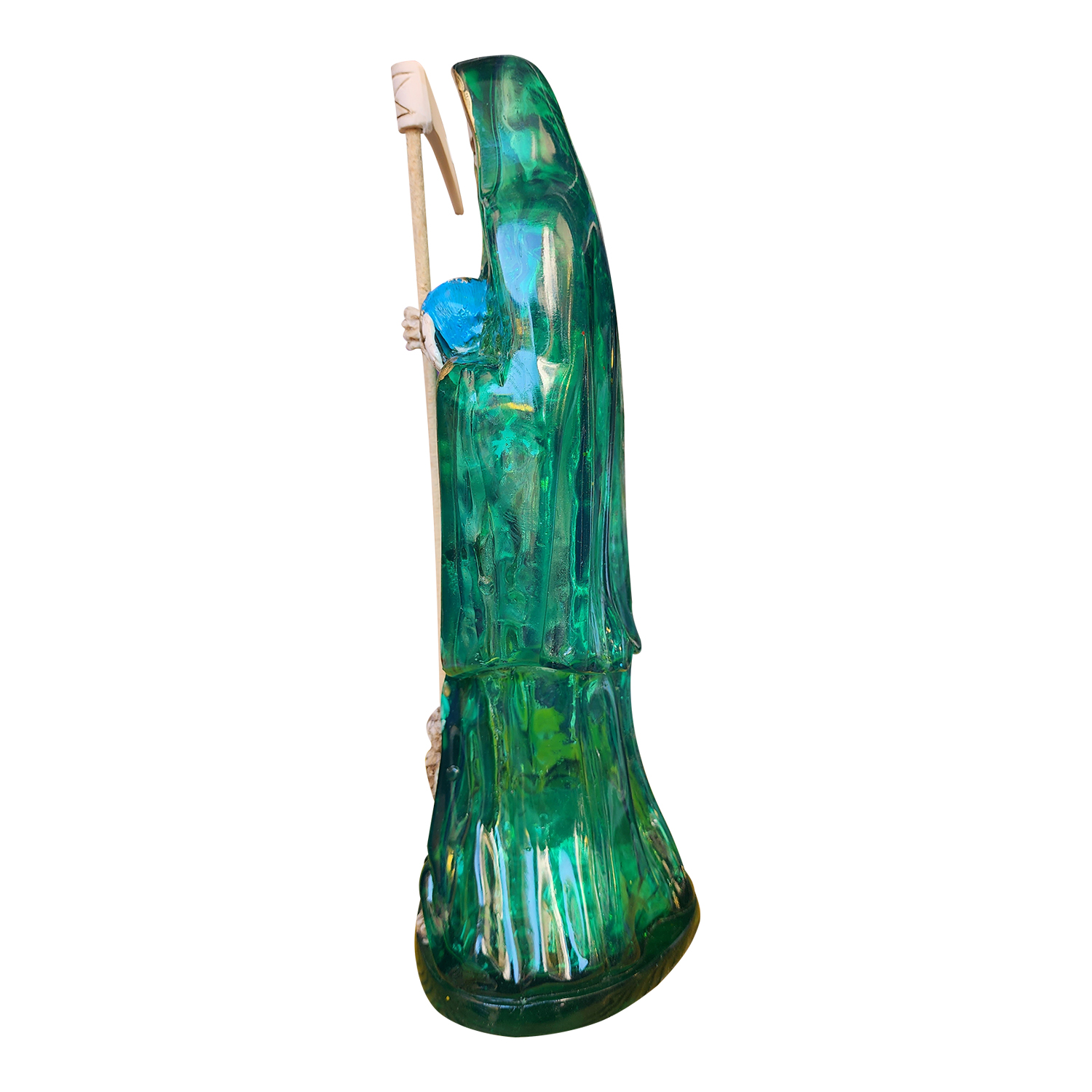 Santa Muerte 30 Cm Transparente Verde Justica + Libro