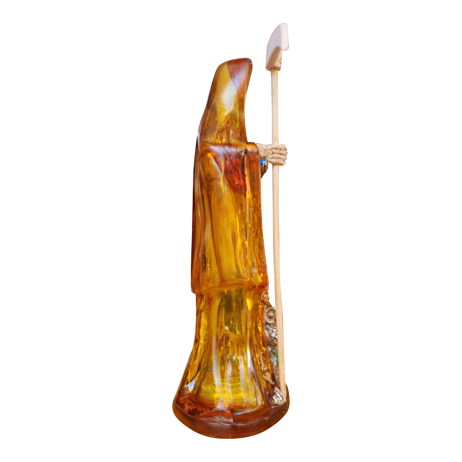 Santa Muerte Ambar Transparente 30cm + Libro Sanación Y Salud