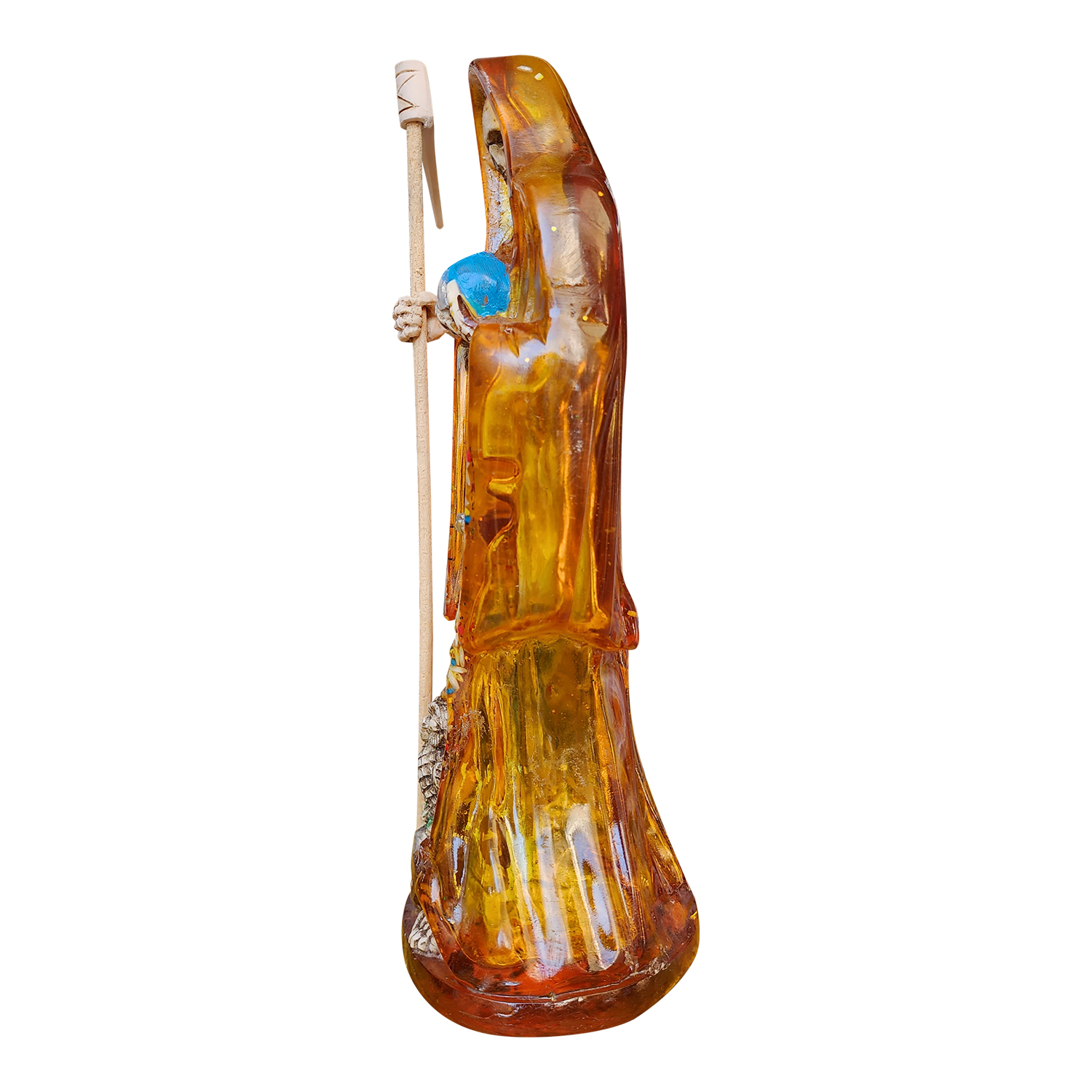 Santa Muerte Ambar Transparente 30cm + Libro Sanación Y Salud