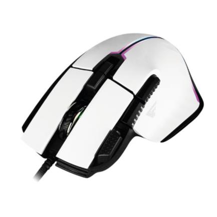 Mouse Game Factor MOG602 Click Láser Pixart 3370 19000 dpi 8 Botones Iluminación RGB Color Blanco