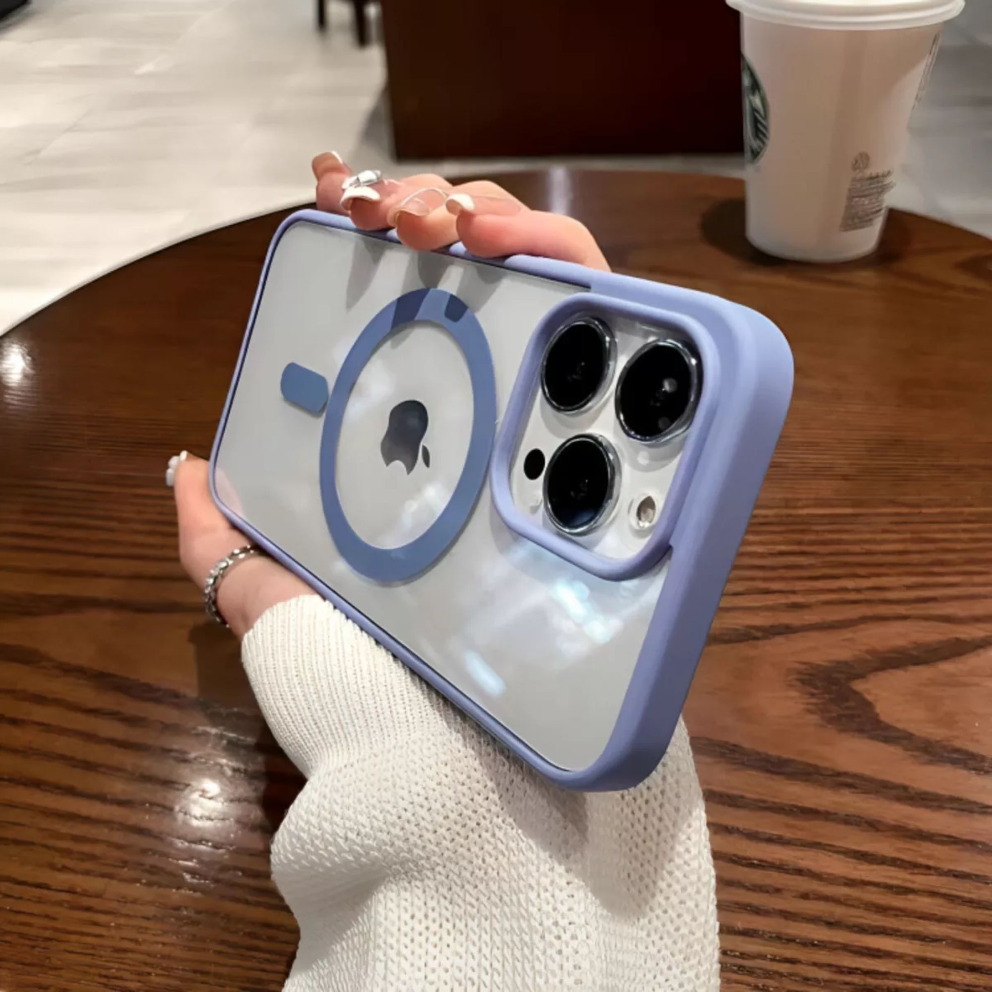 Funda Transparente Clear Case Color Para Iphone 16 plus / Azul sierra