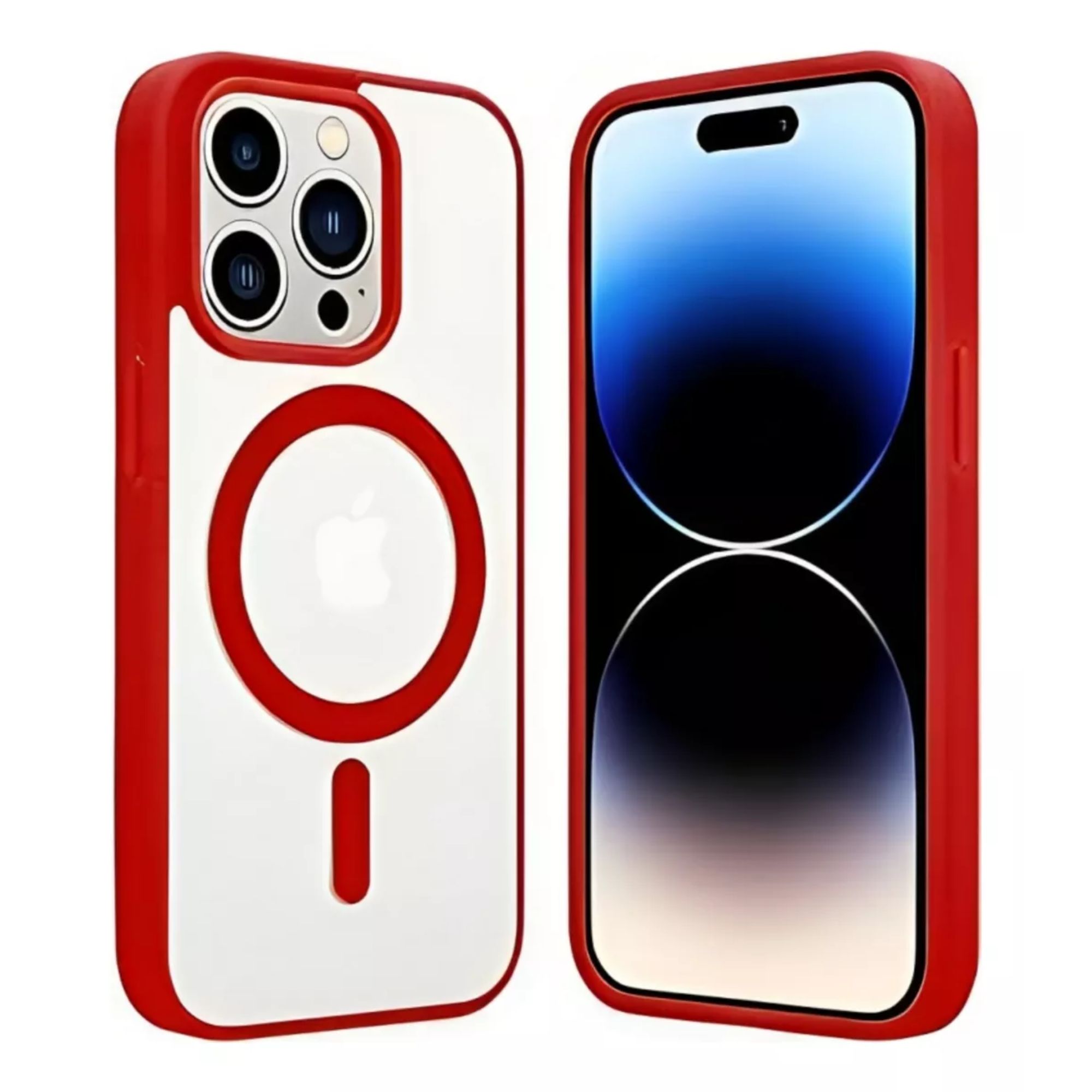 Funda Transparente Clear Case Color Para Iphone 16 pro max / Rojo